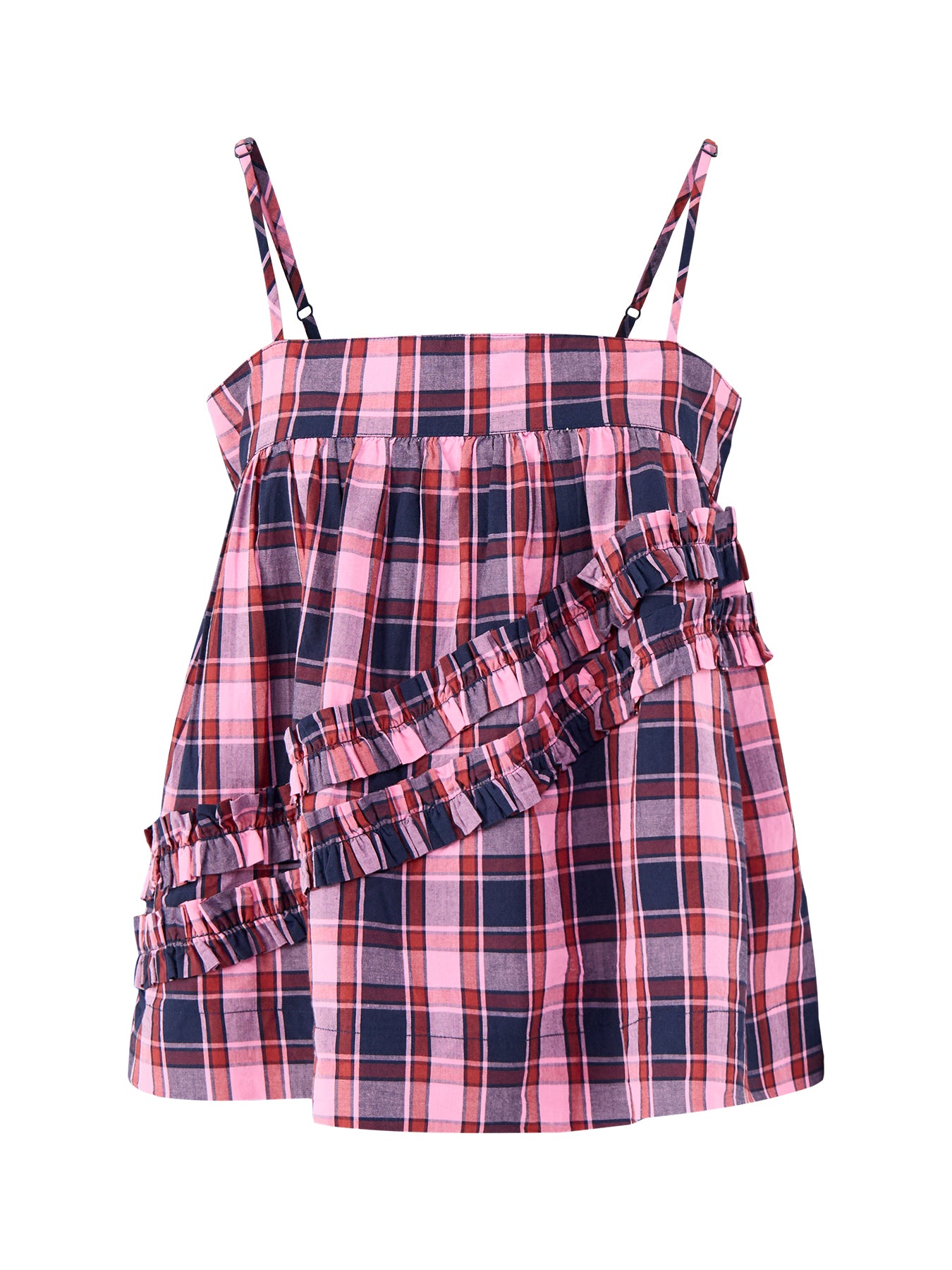 Nyra Ruffle Checked Cami Top