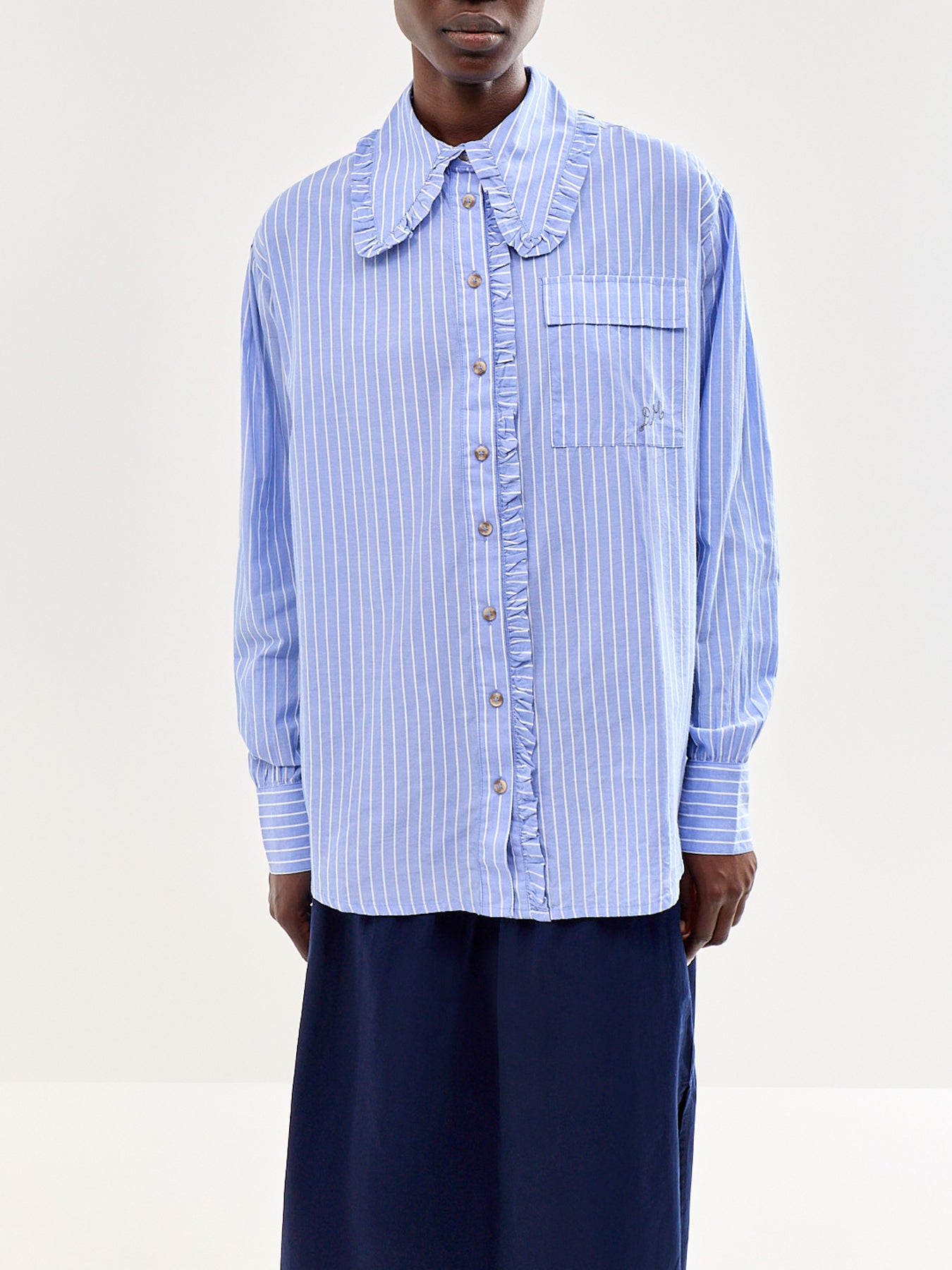 Kendall Ruffle Shirt Blue