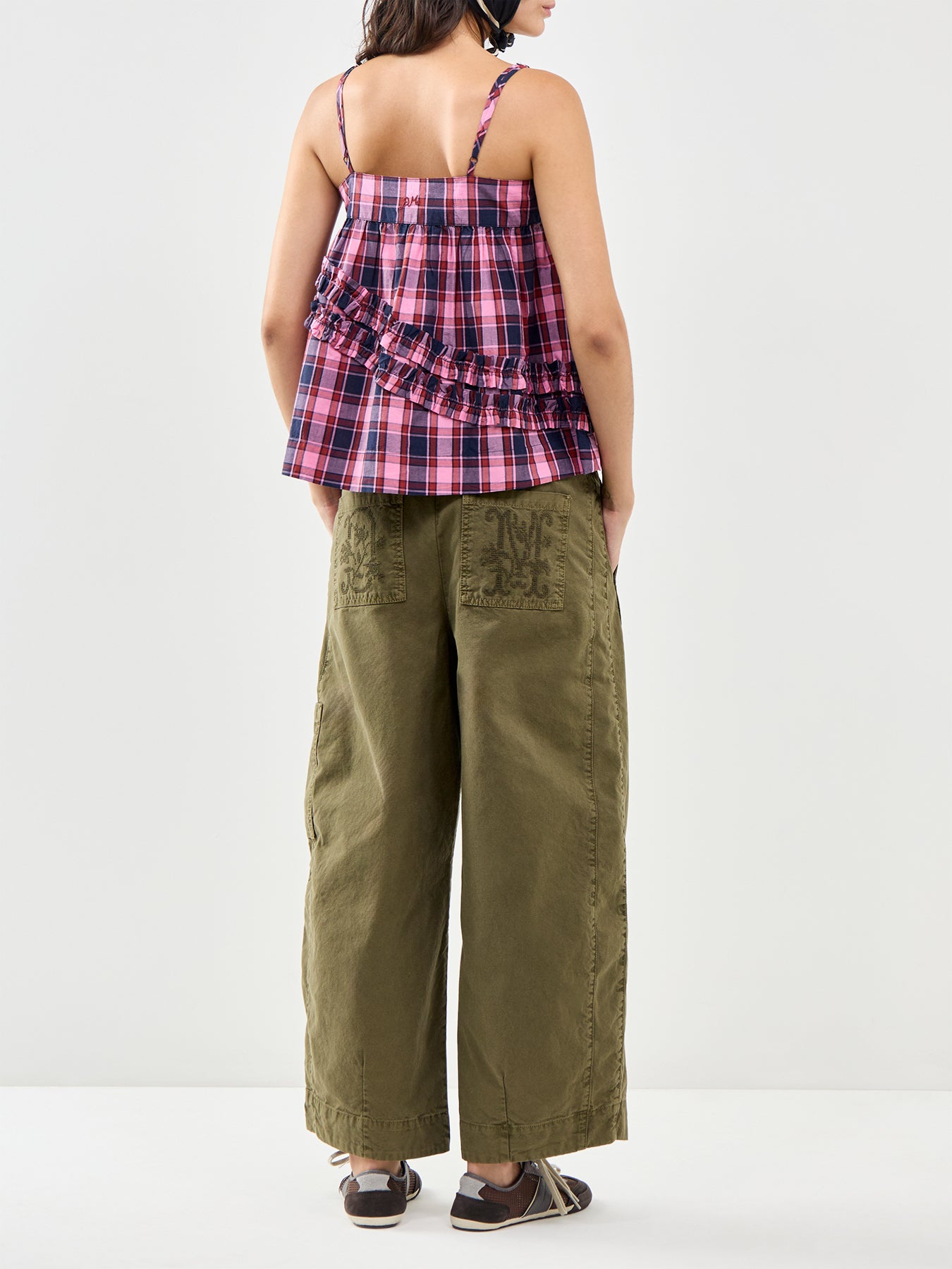 Felix Twill Wide Leg Trousers Green
