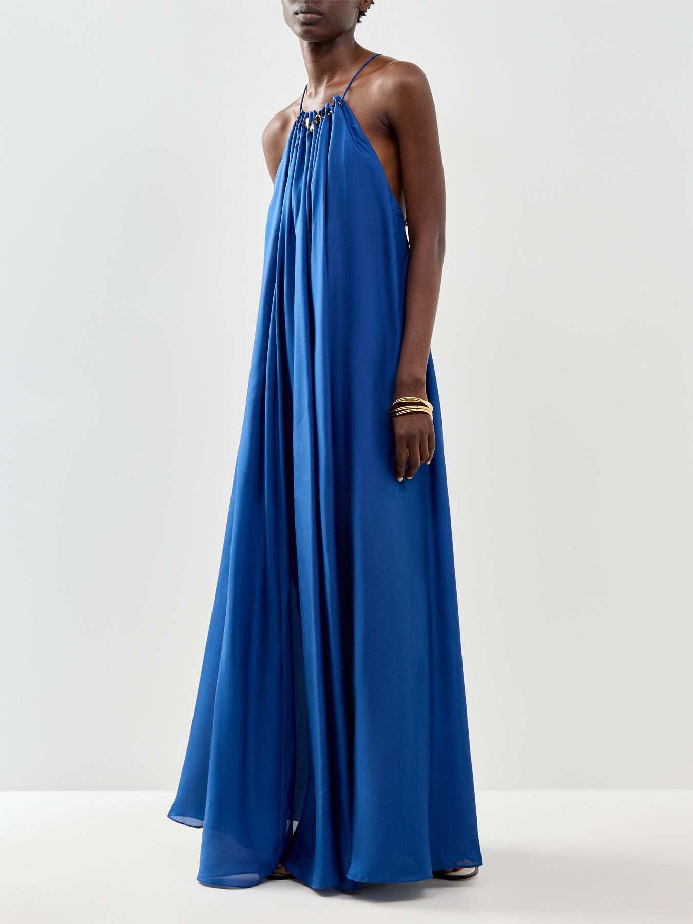 Aster Gathered Bead Maxi Dress Navy