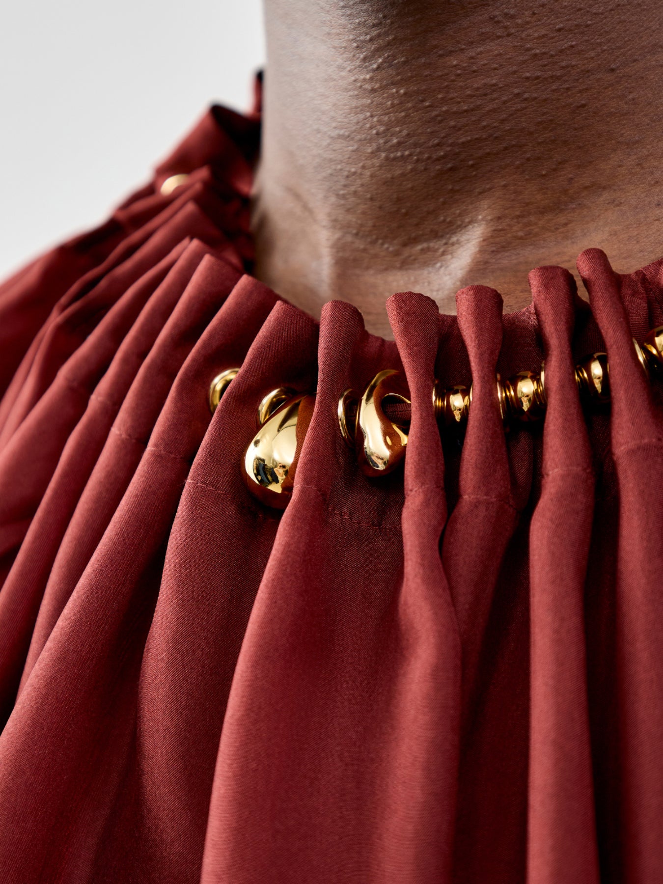 Aster Gathered Bead Blouse Burgundy