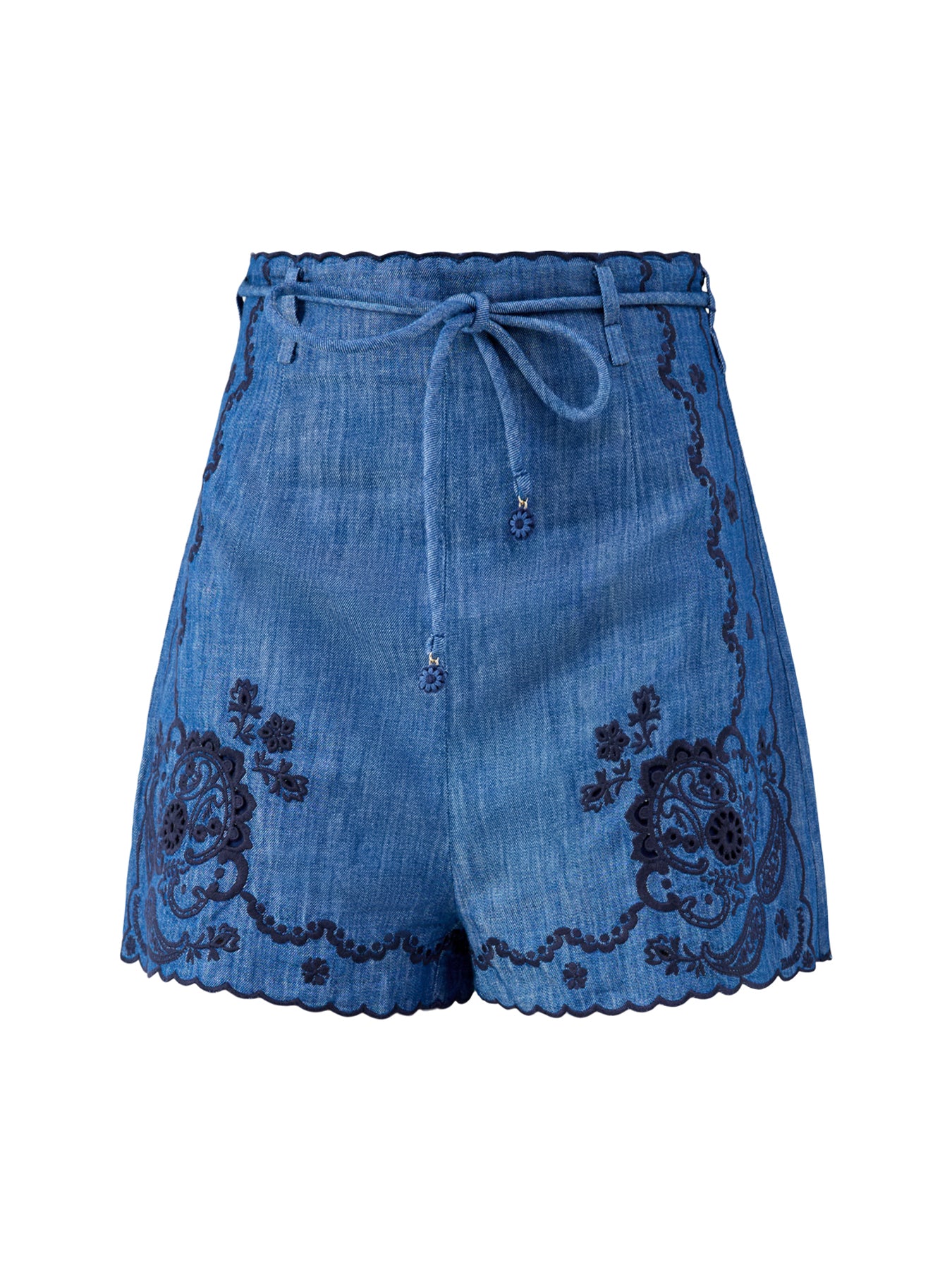 Aster Embroidered Denim Shorts Blue