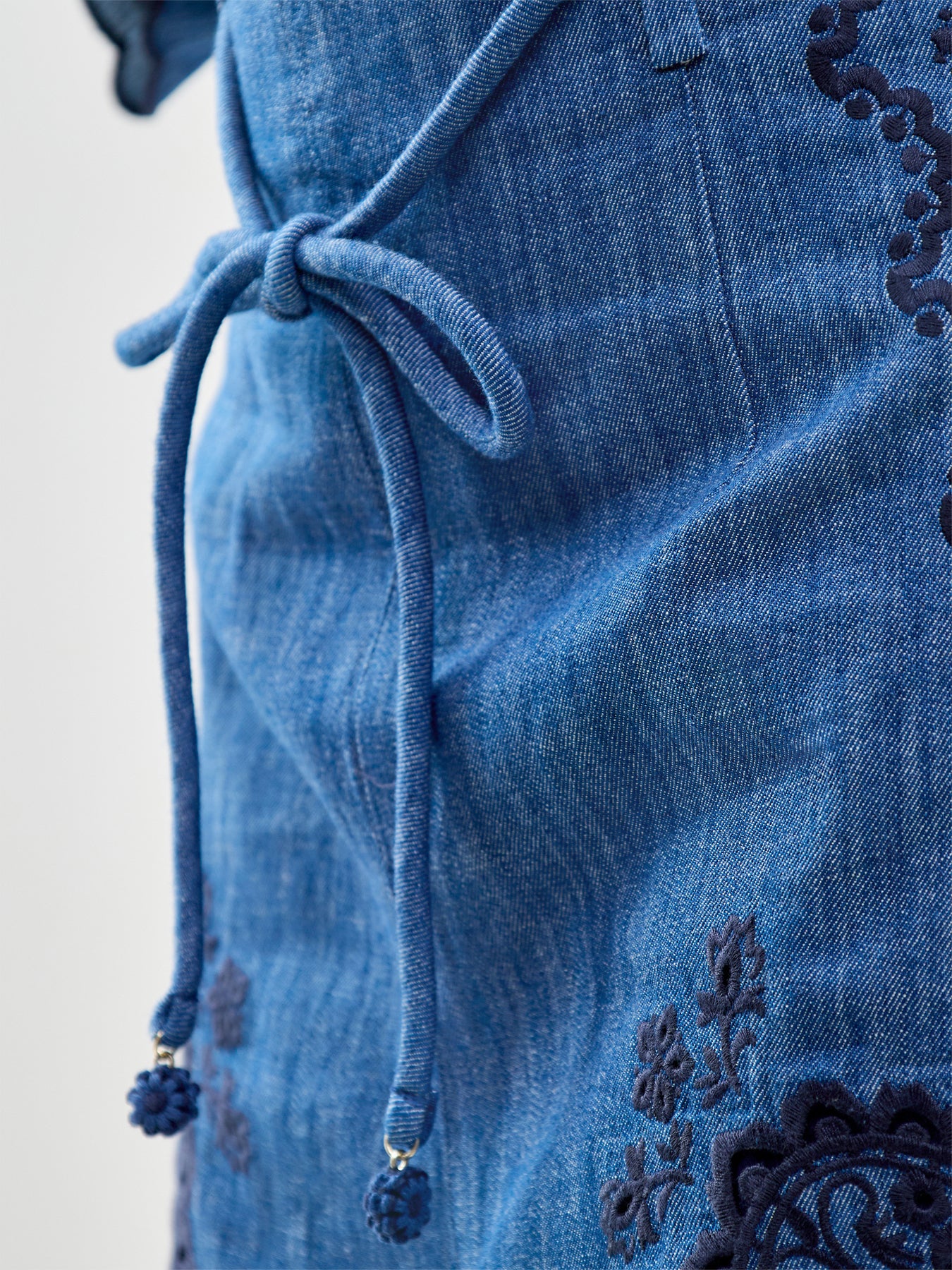 Aster Embroidered Denim Shorts Blue