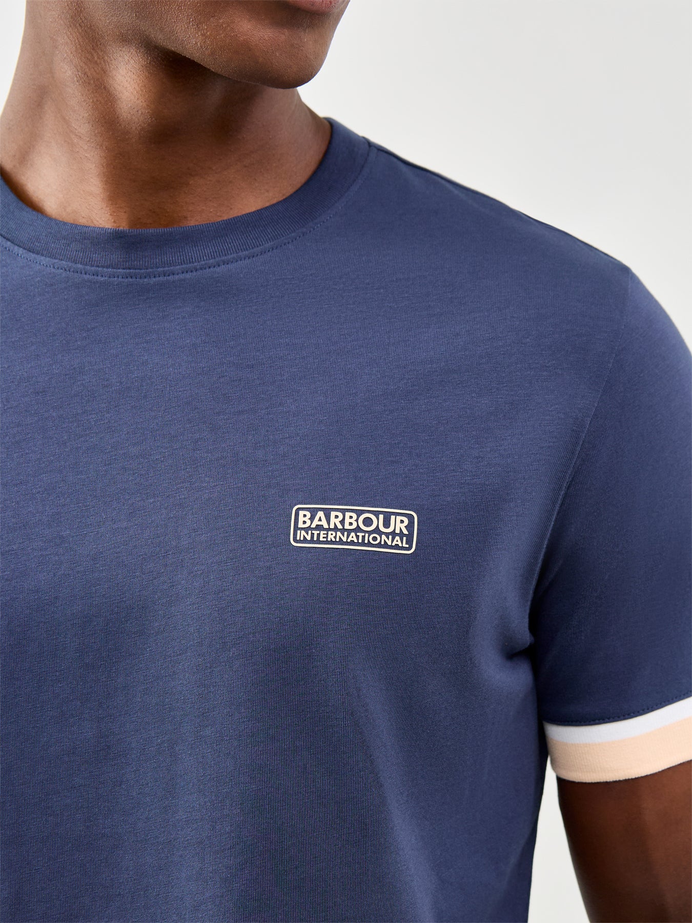 Deep Cuff Evan Tipped T-Shirt Navy