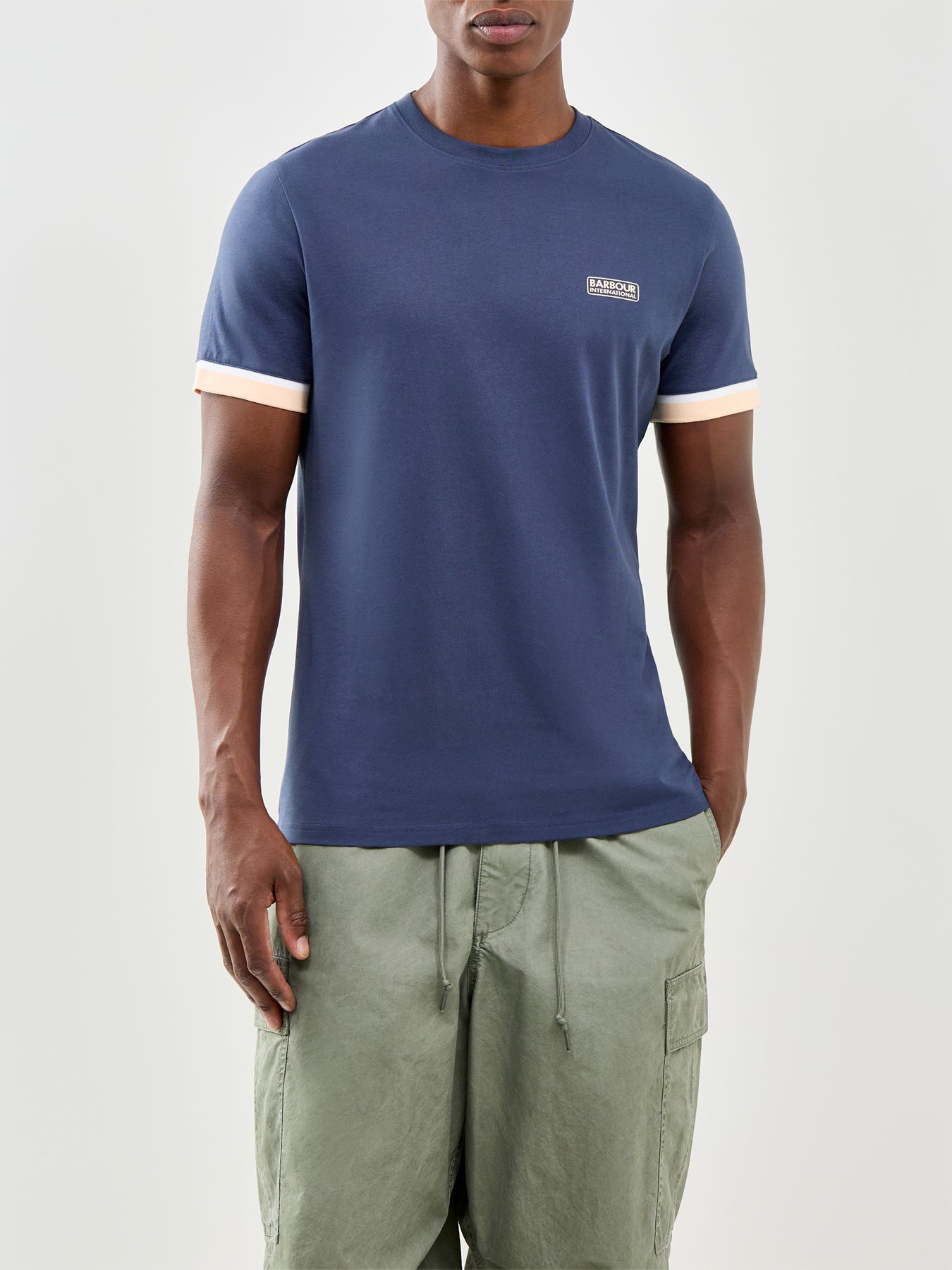 Deep Cuff Evan Tipped T-Shirt Navy