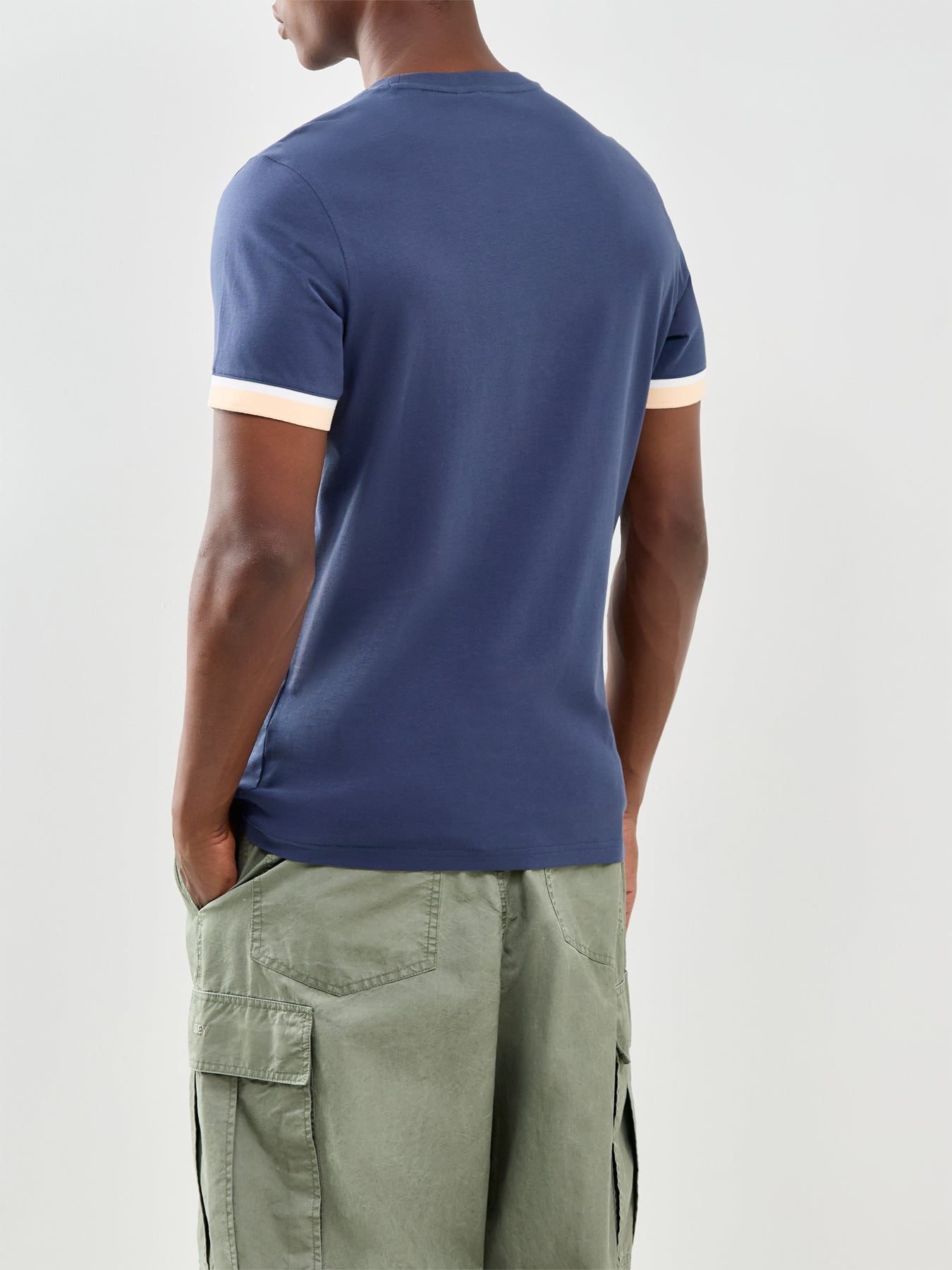 Deep Cuff Evan Tipped T-Shirt Navy