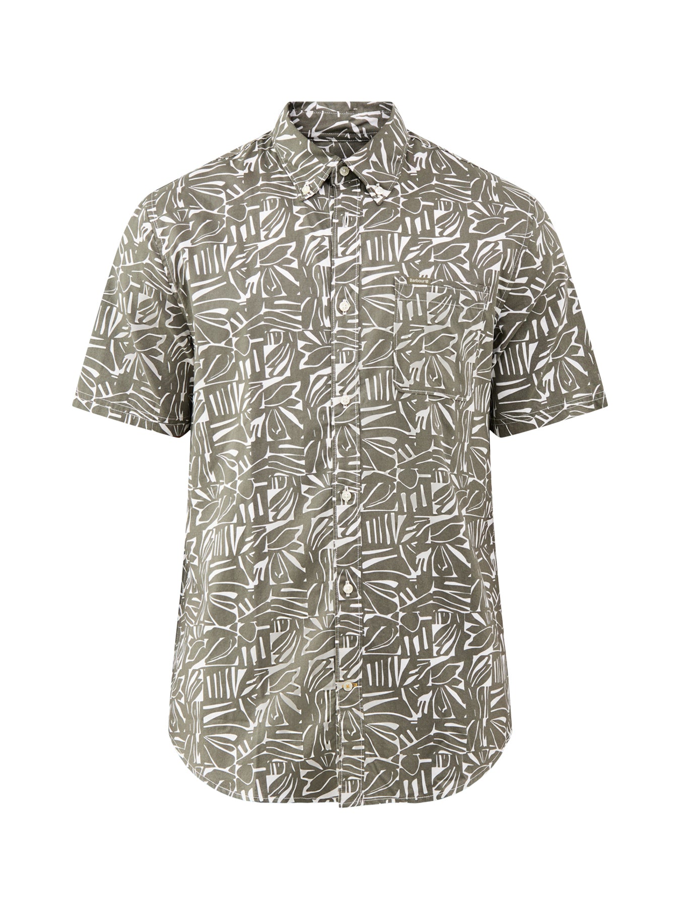 Orton Printed Short Sleeve Summer Shirt Olive