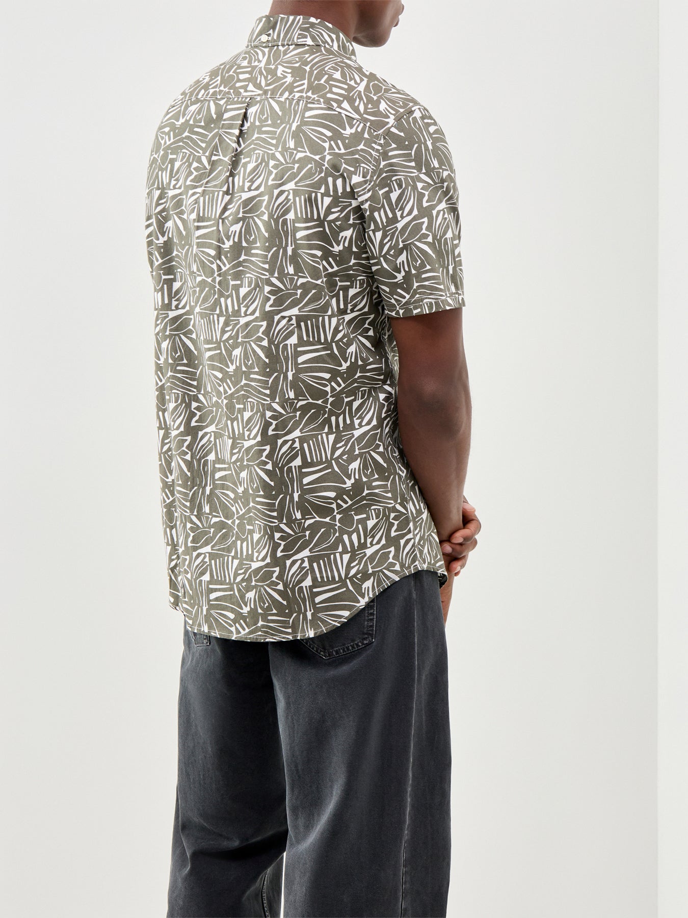 Orton Printed Short Sleeve Summer Shirt Olive
