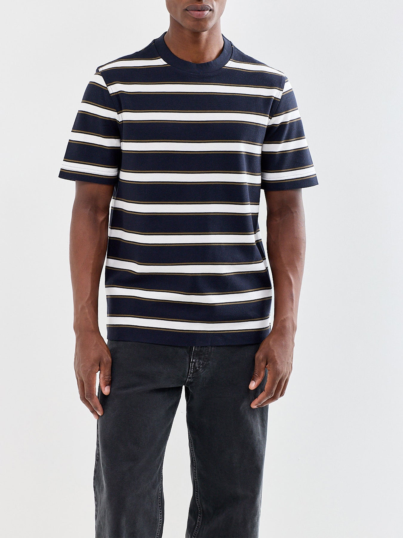 Browtop Striped Relaxed T-Shirt Navy