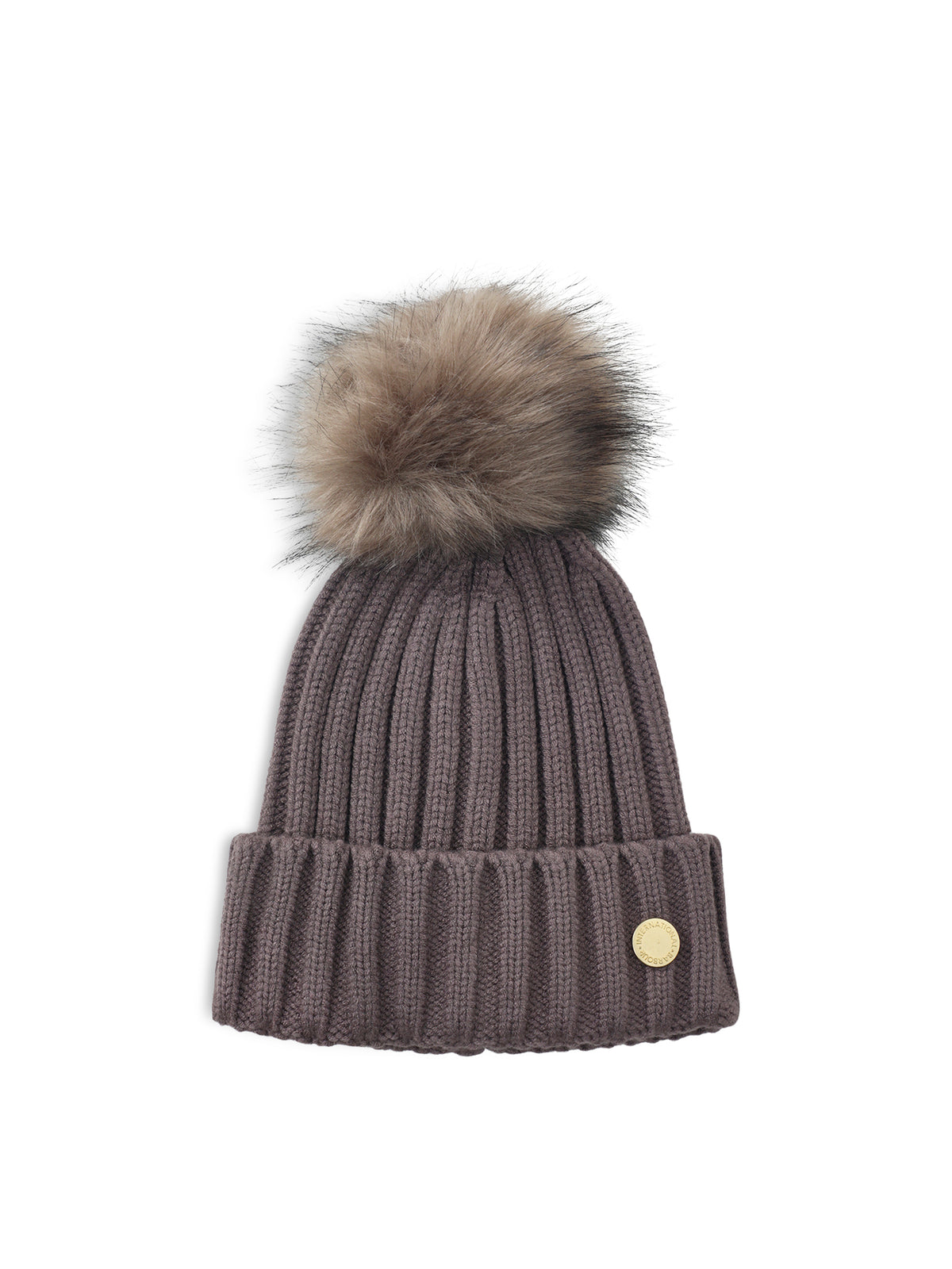 Conway Faux Fur Trim Beanie - Truffle