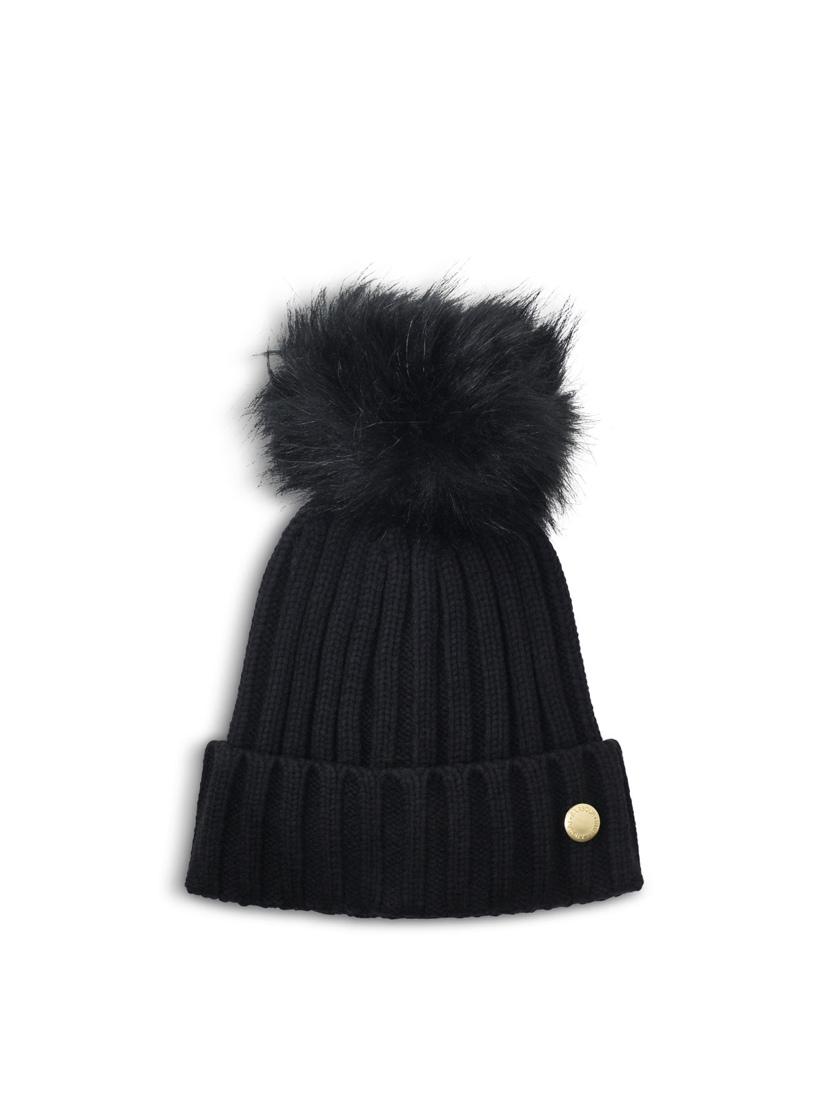Conway Faux Fur Trim Beanie - Black