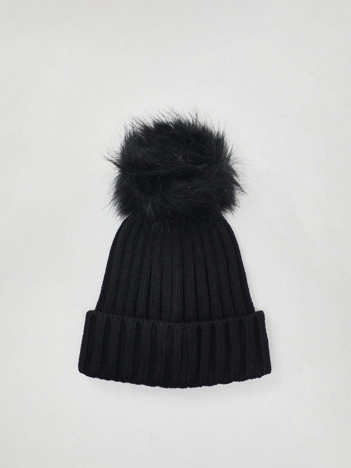 Conway Faux Fur Trim Beanie - Black