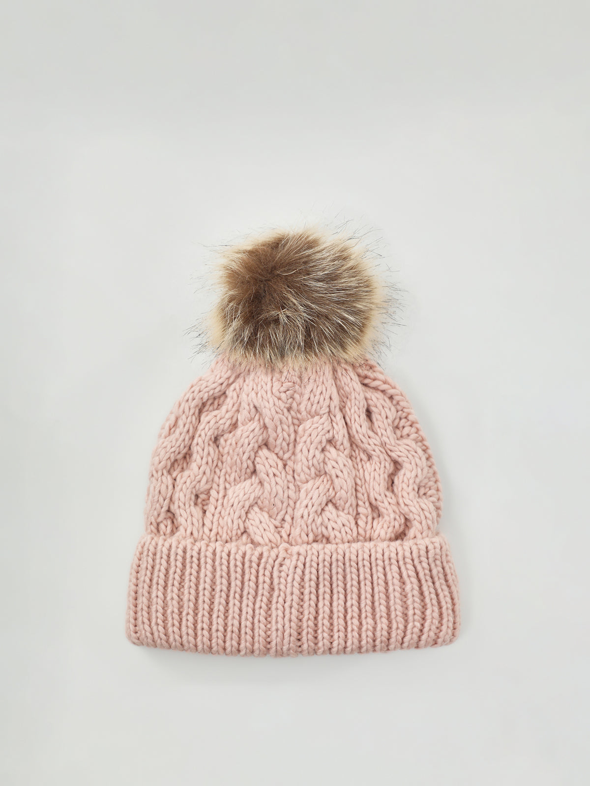 Penshaw Faux Fur Trim Beanie - Pink Blush