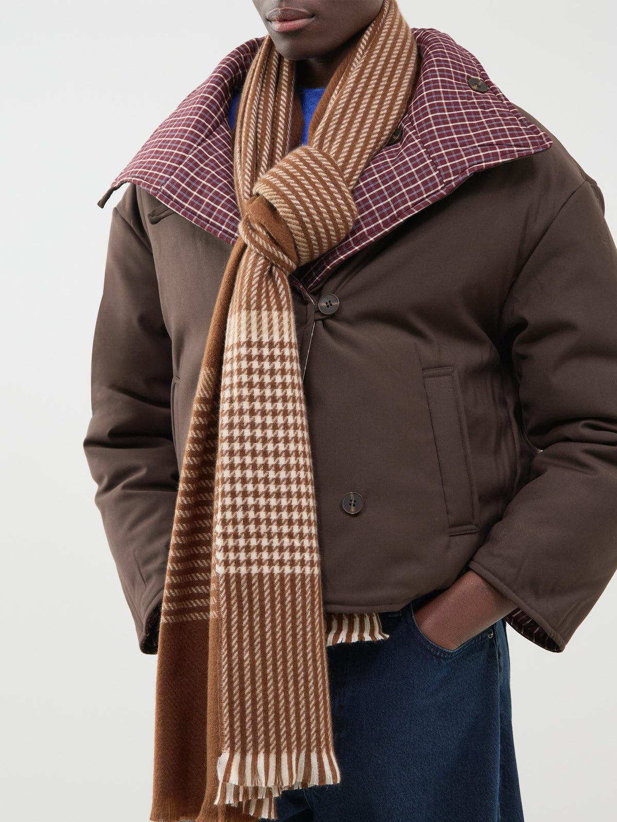Melody Check Scarf - Brown / Taupe