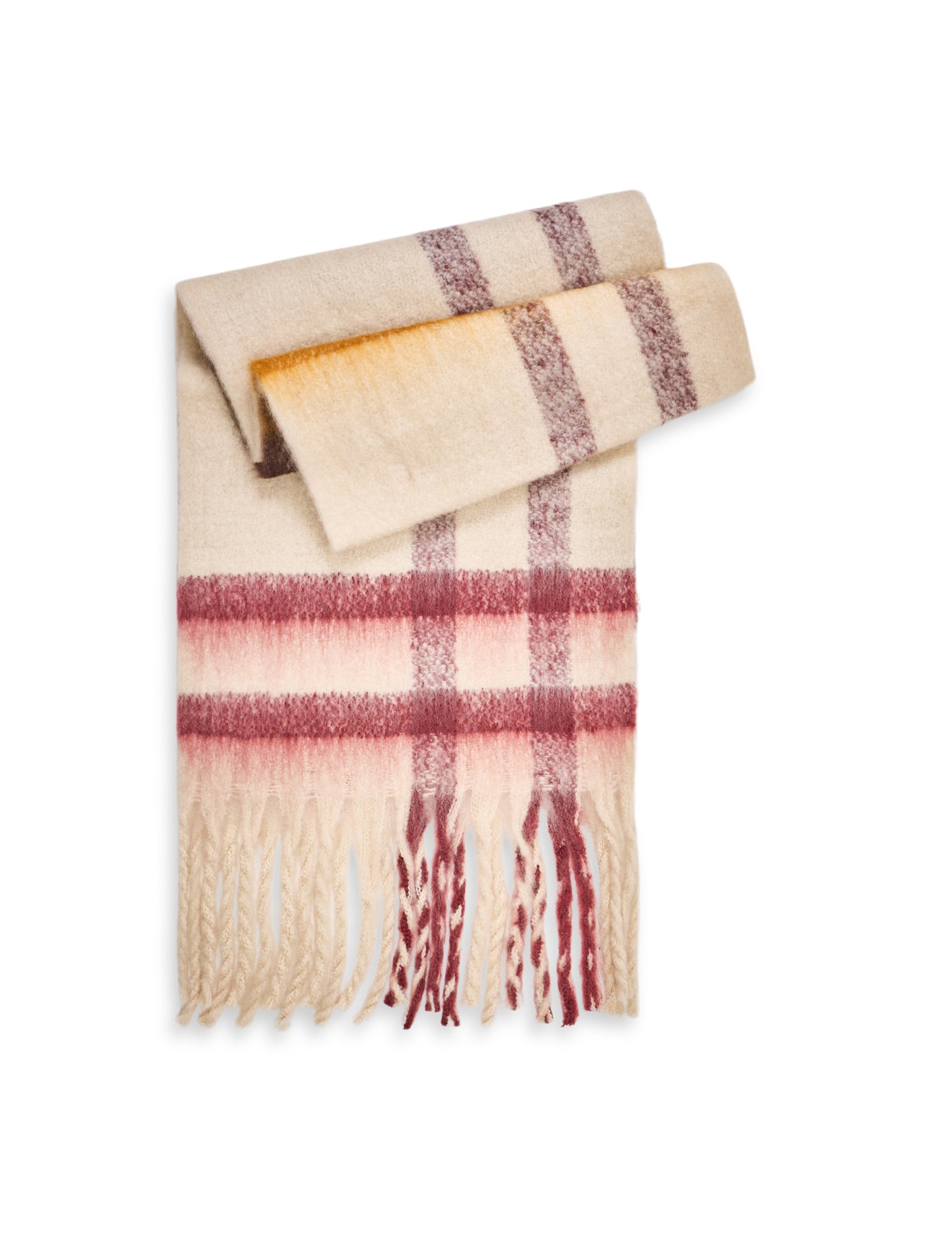 Isla Tartan Bouclé Scarf - Ecru Muted Tartan