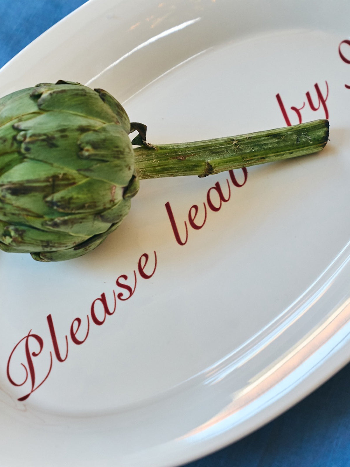 Please Leave By 9 Serving Platter - White