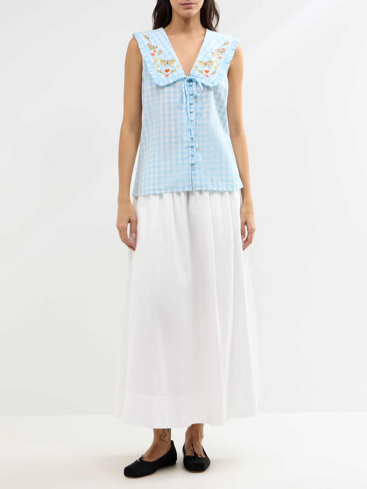 Birdie Gingham 100% Organic Cotton Sleeveless Blouse