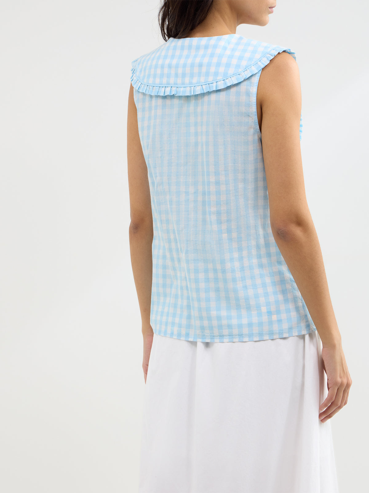 Birdie Gingham 100% Organic Cotton Sleeveless Blouse