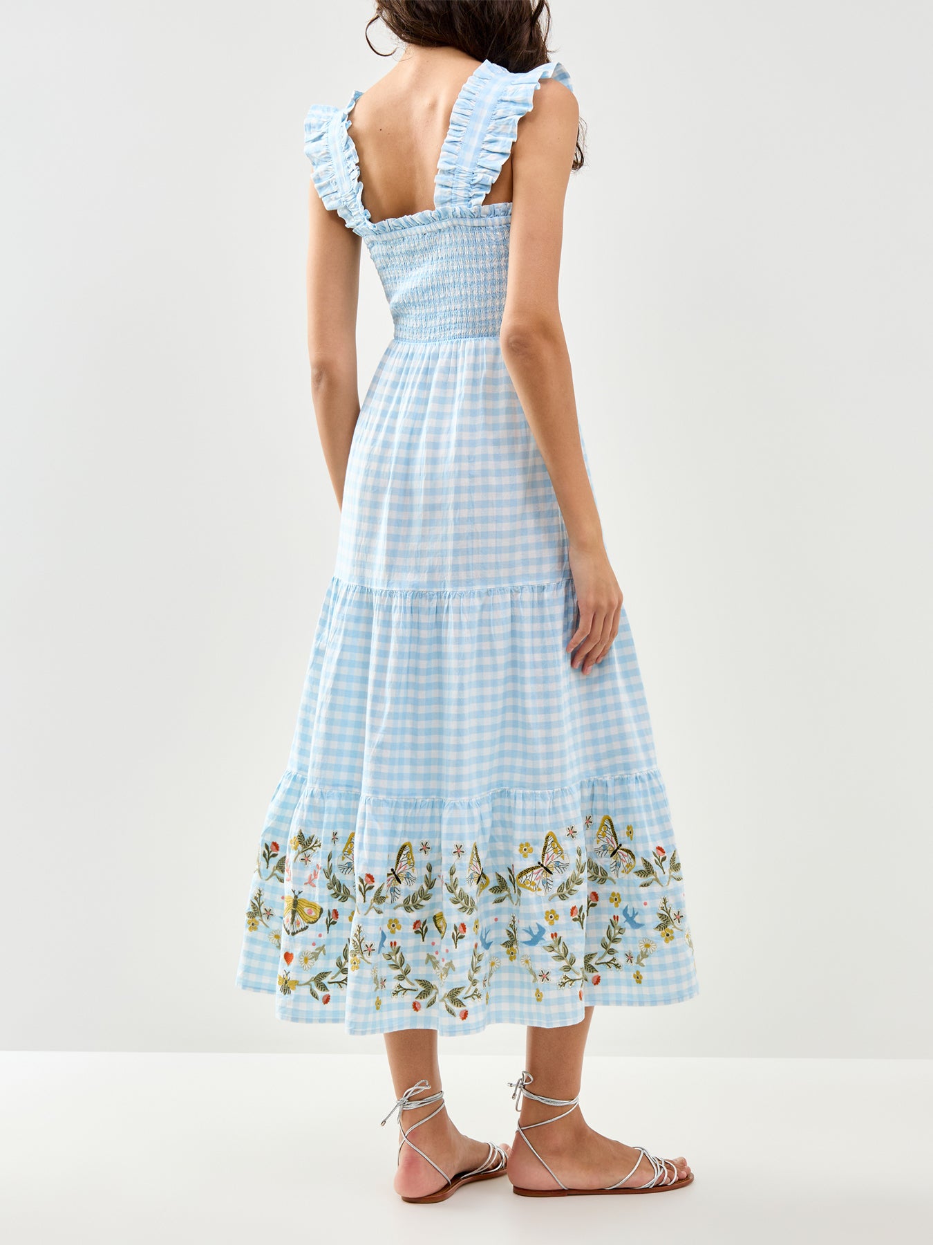 Elizabeth Scarlett Stacey Gingham Midi Dress Blue
