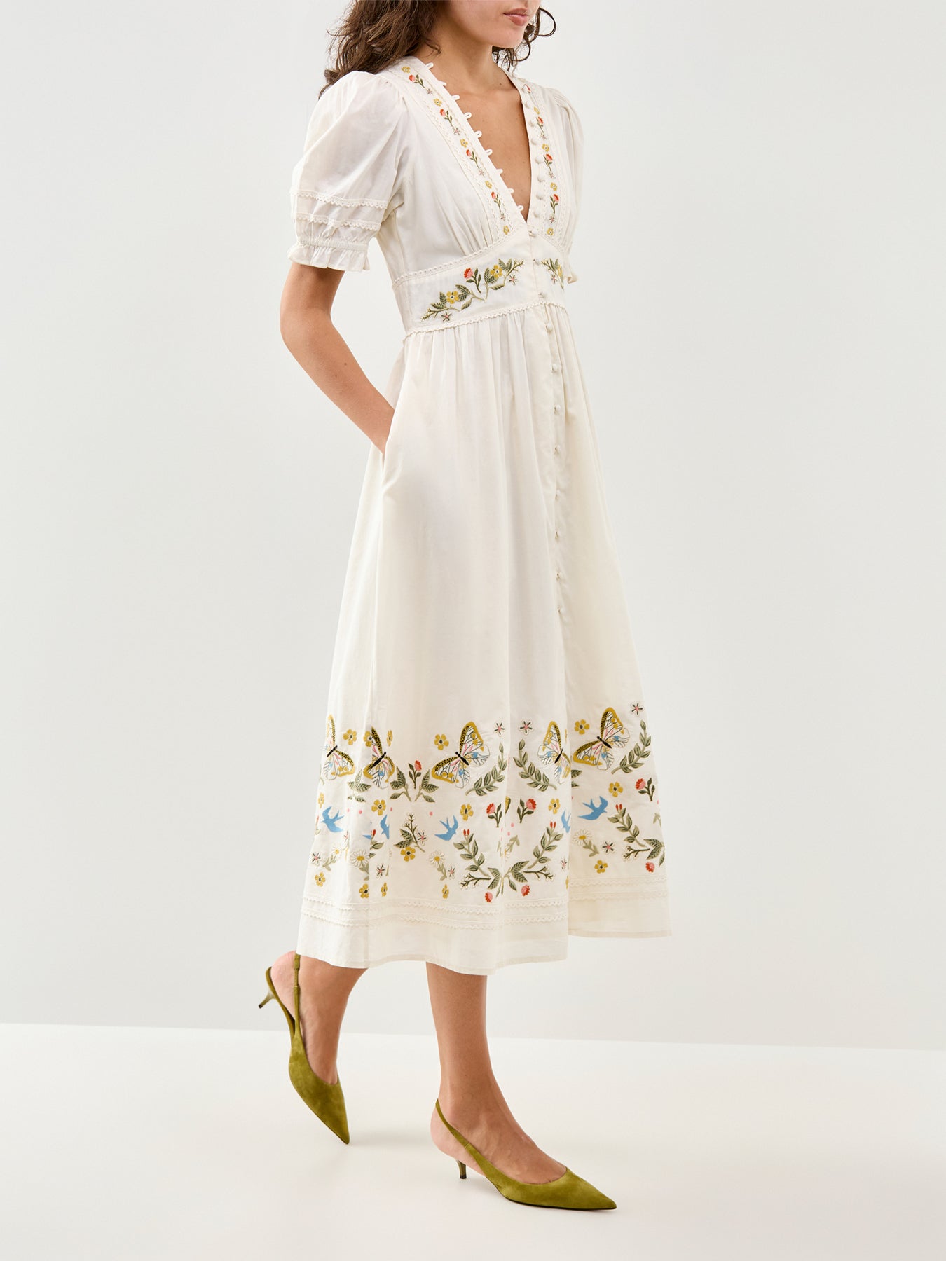 white midi smock dress Saffy Embroidered Midi Smock Dress White – Fenwick