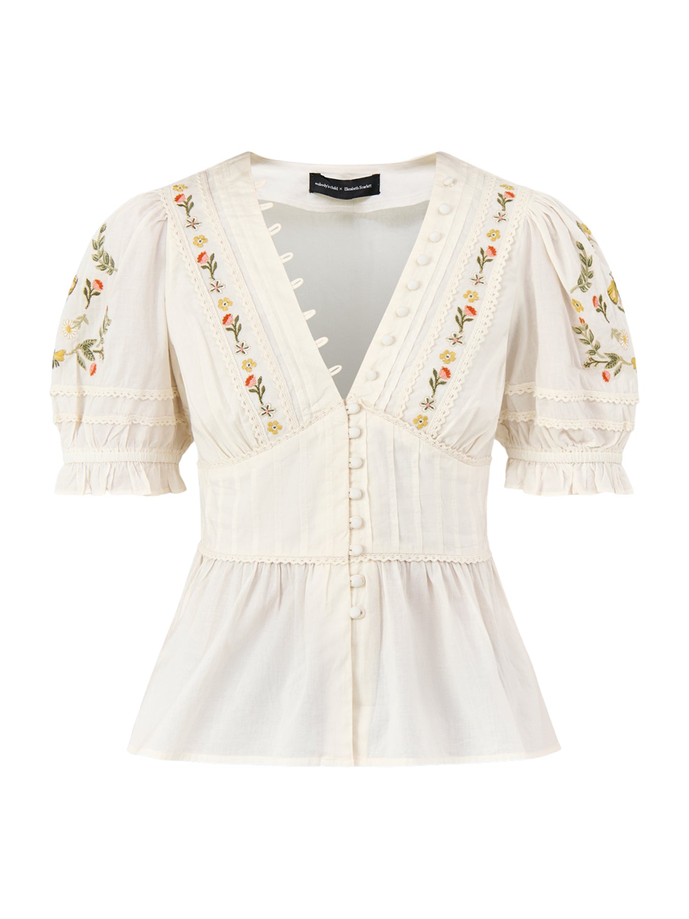 Elizabeth Scarlett Seren Embroidered Blouse Off White