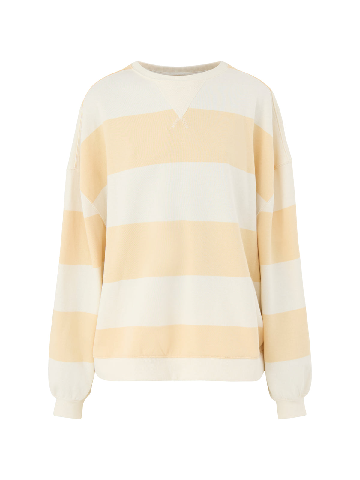 Classic Stripe Cotton Crew Sweatshirt – Apricot Combo