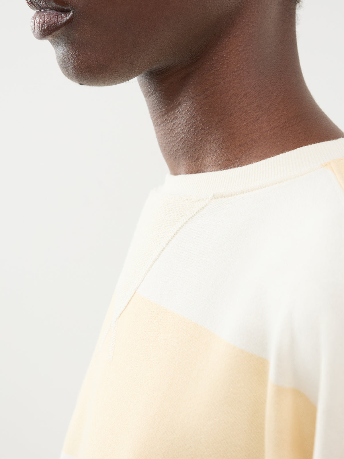 Classic Stripe Cotton Crew Sweatshirt – Apricot Combo
