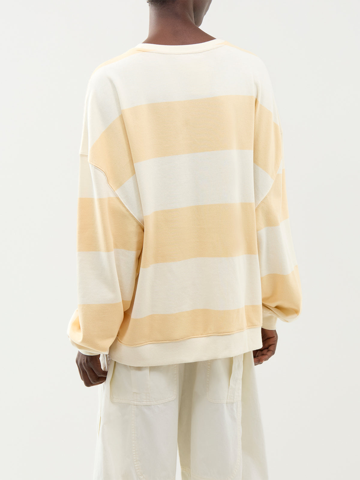 Classic Stripe Cotton Crew Sweatshirt – Apricot Combo