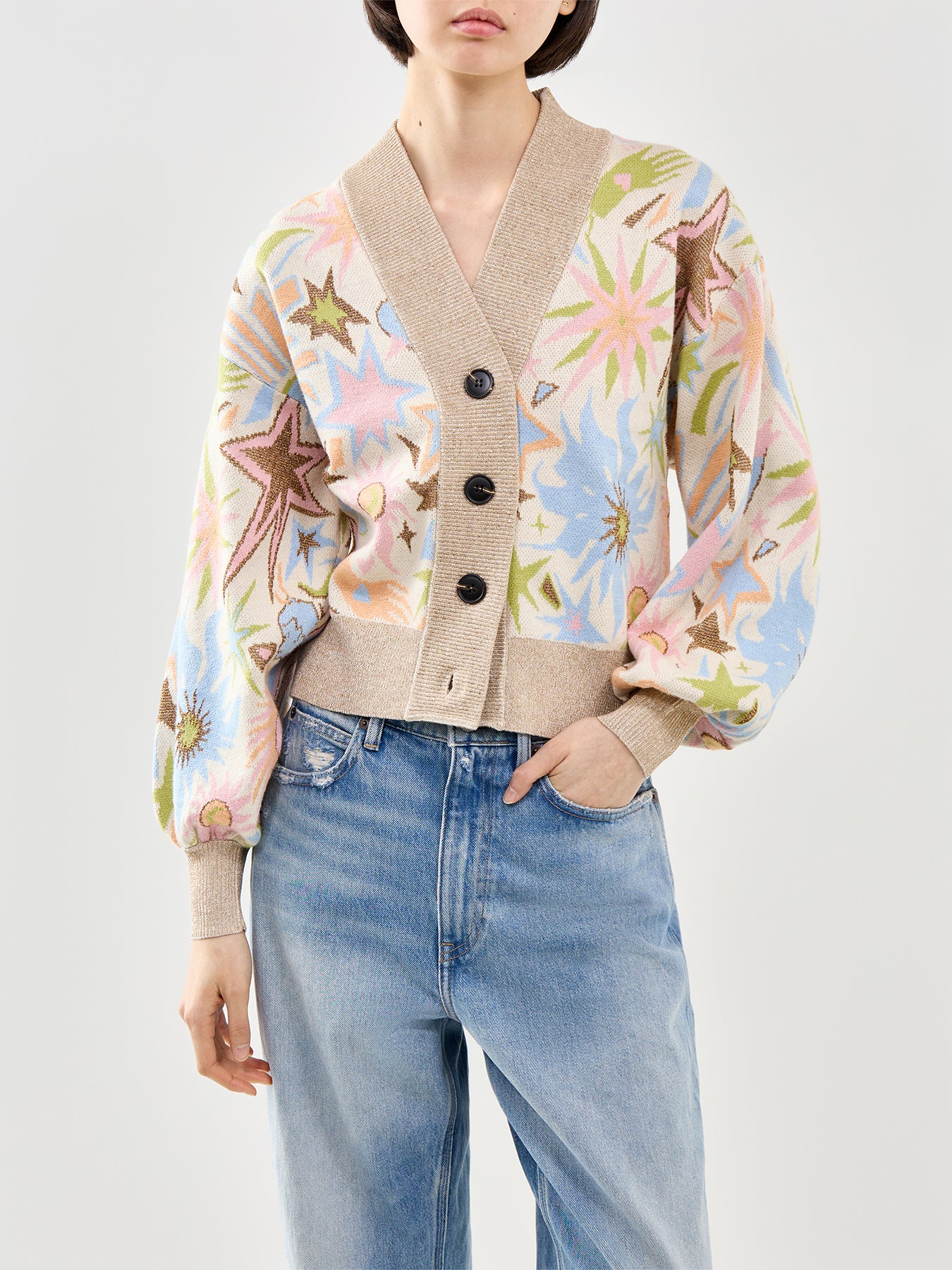 Star Jacquard Knit Bomber
