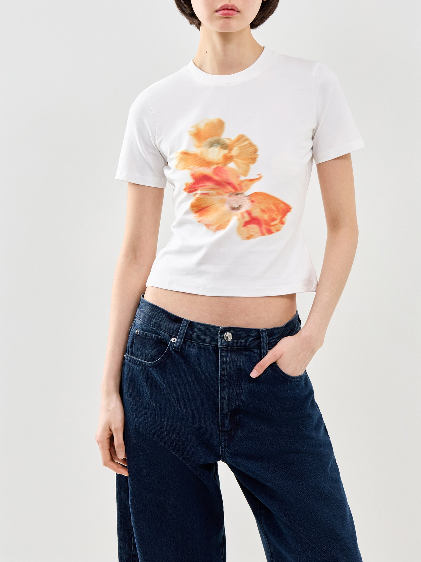 Blurred Floral Slim T-Shirt