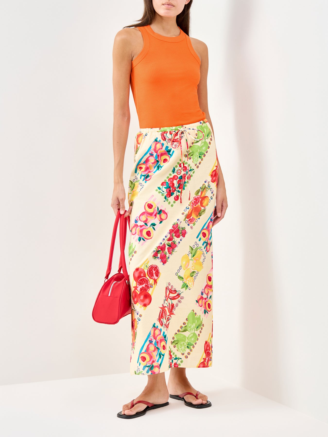 Hot Coral Rib Tank Top Orange