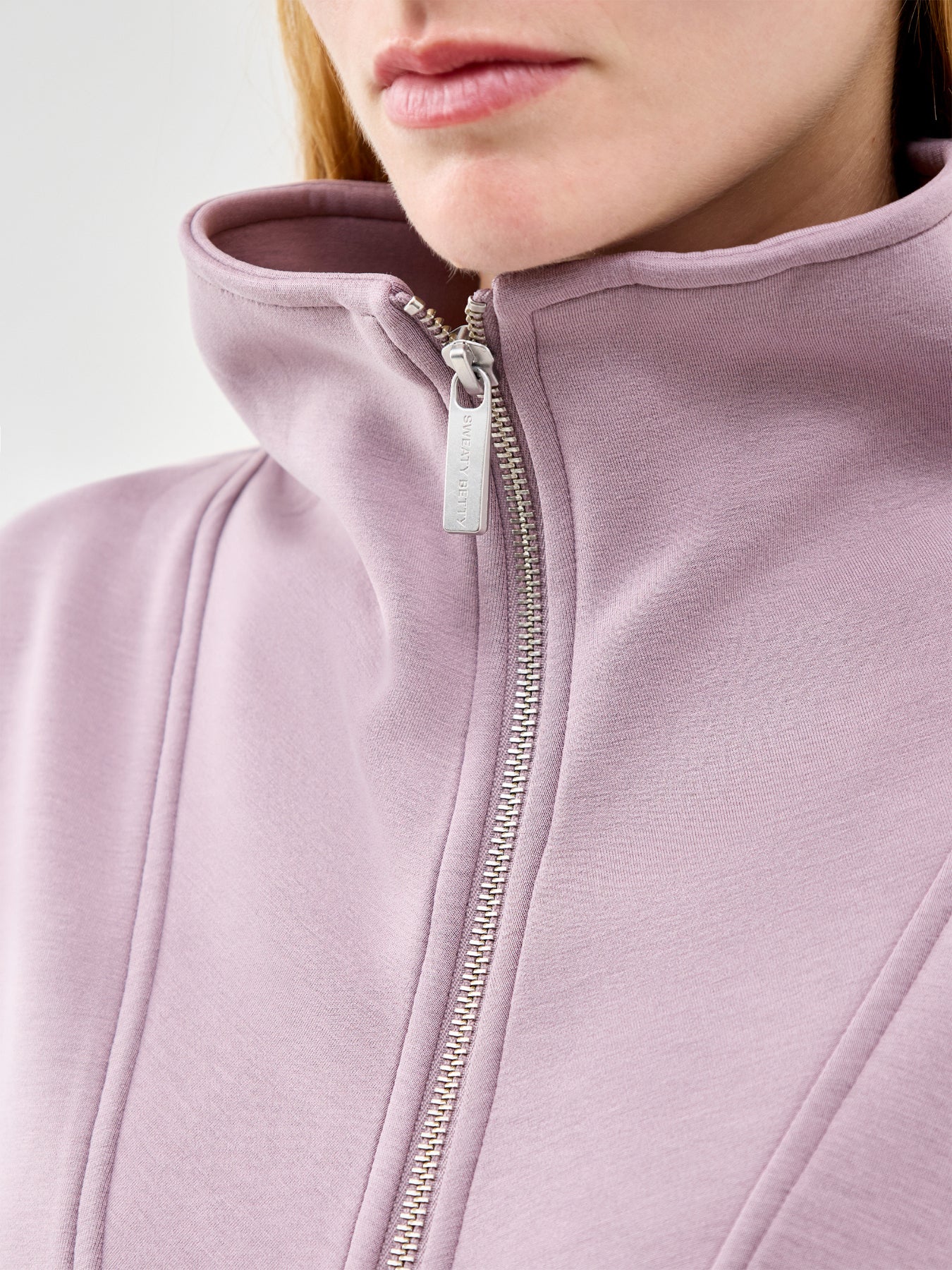 Sand Wash Half Zip Crop Sweatshirt Purple
