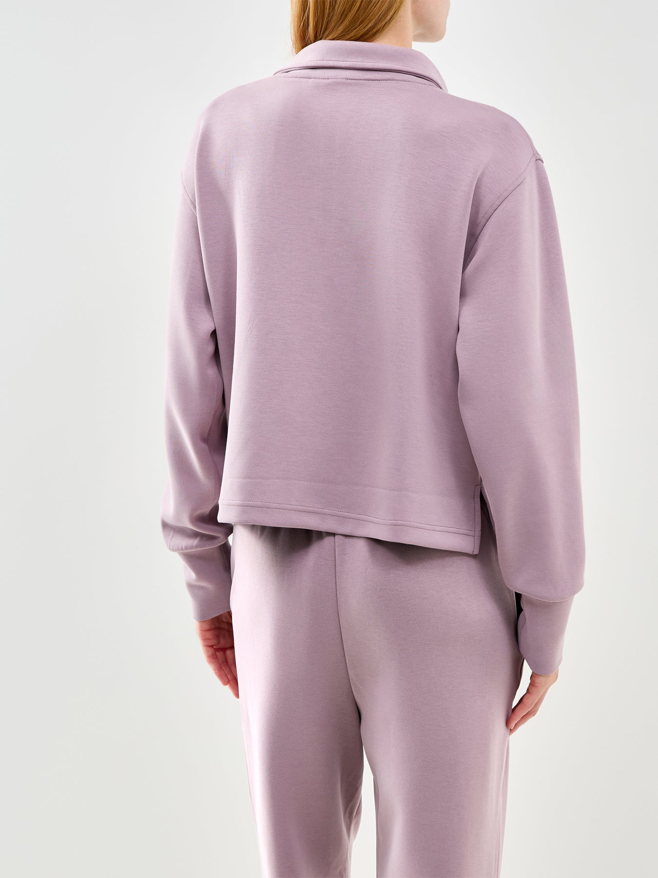 Sand Wash Half Zip Crop Sweatshirt Purple