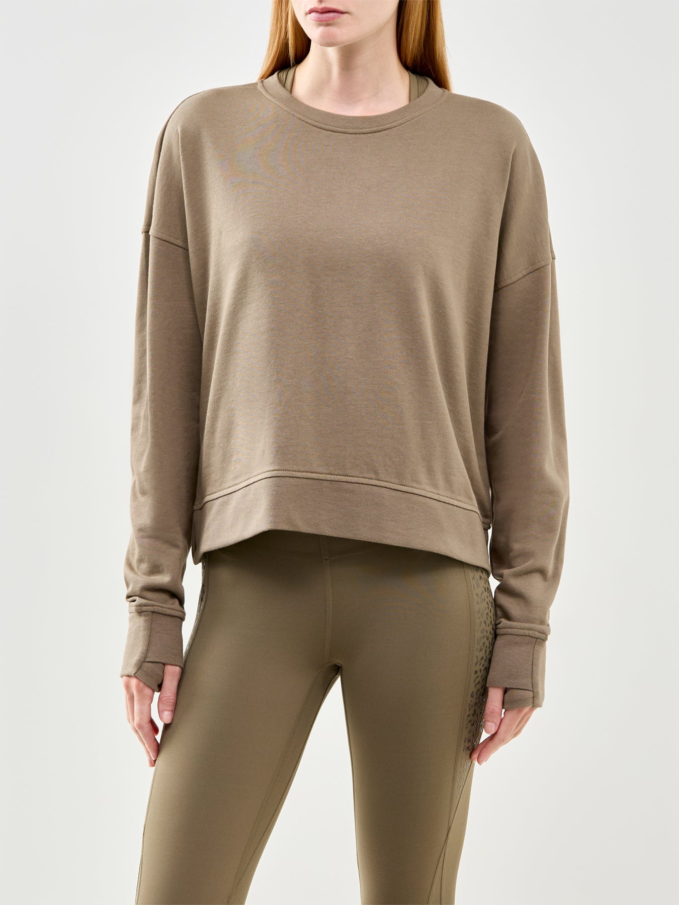 After Class Crop Sweatshirt Khaki