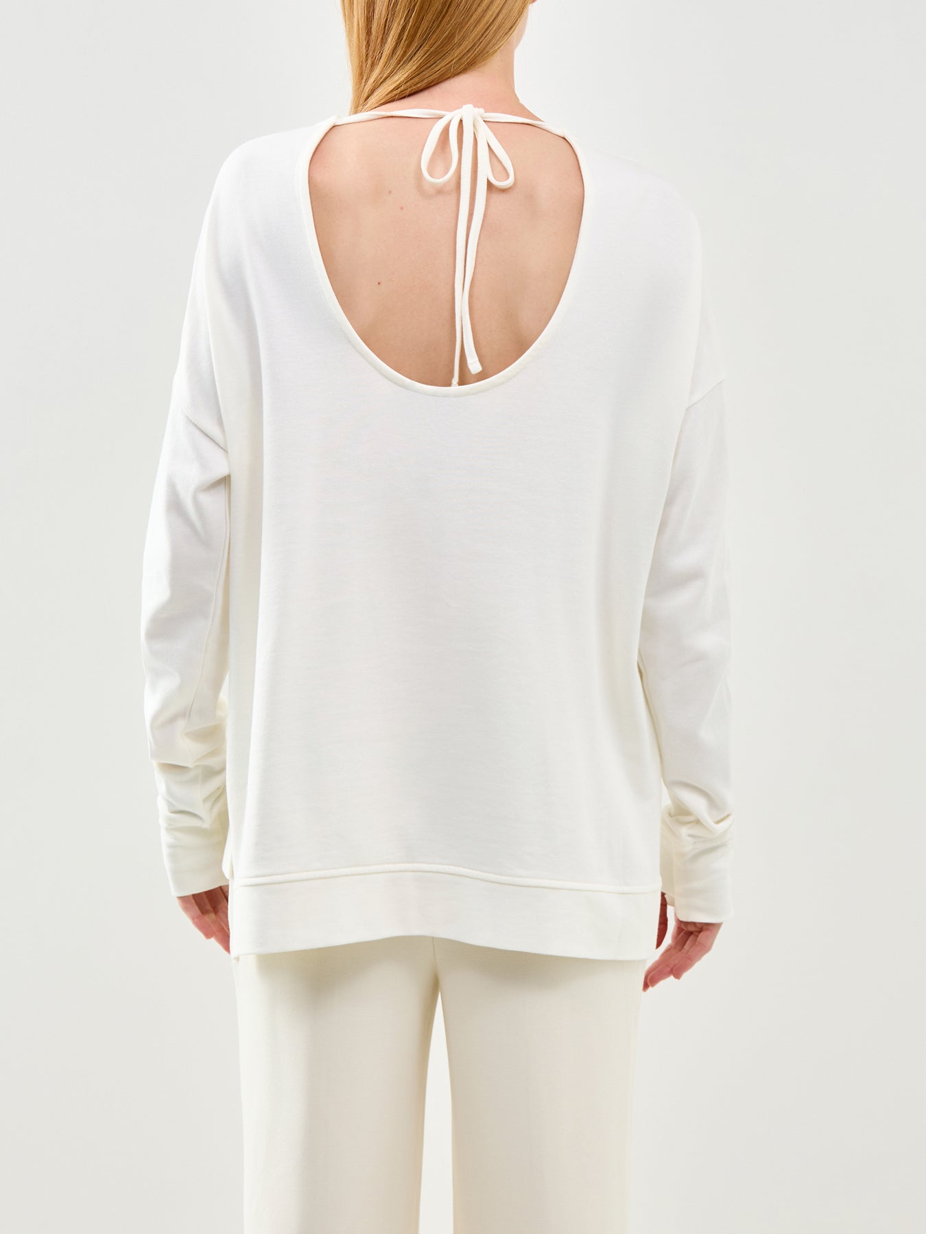 After Class Open Back Tie Sweatshirt White