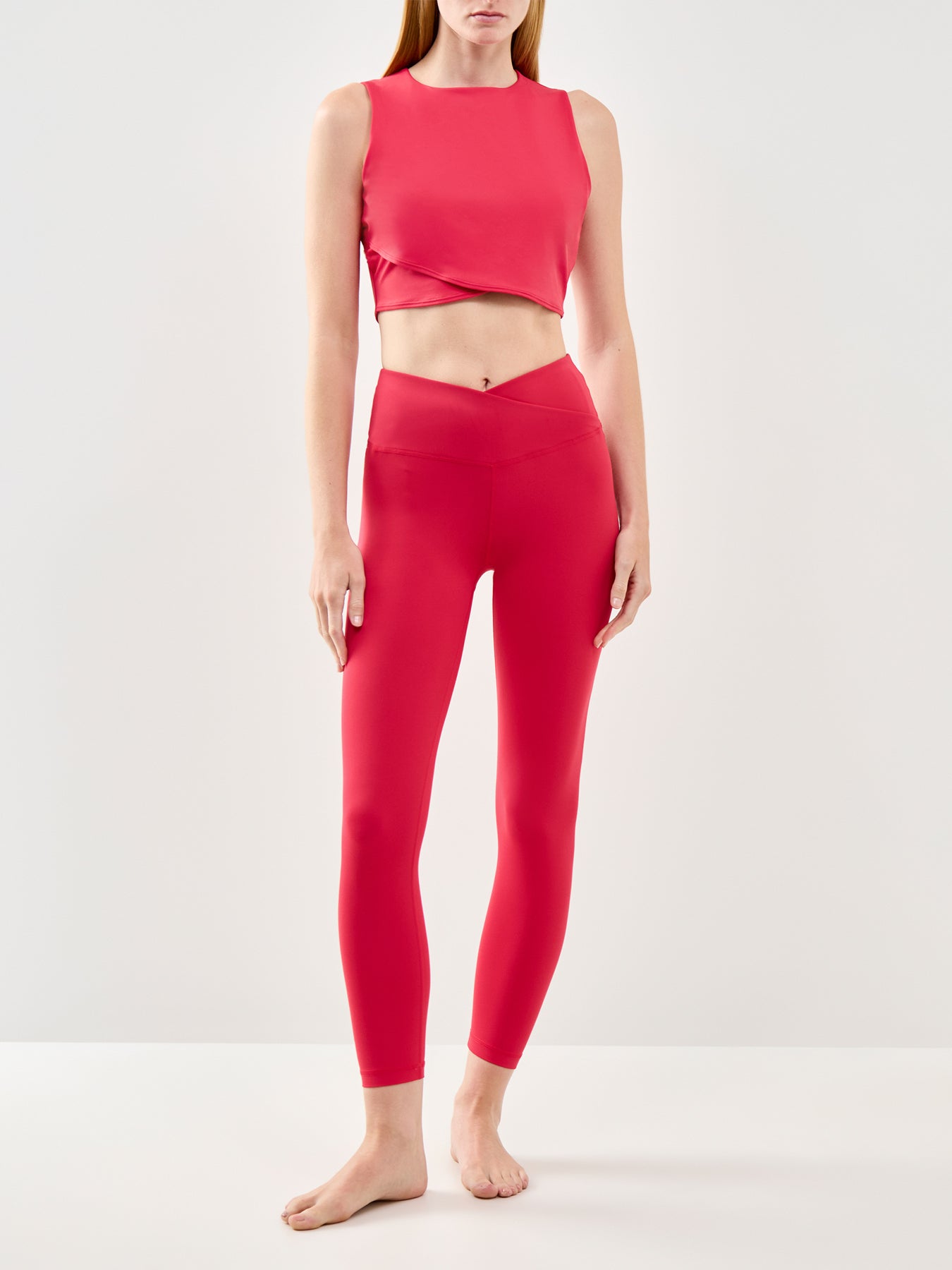 All Day Cropped Wrap Tank Top Red