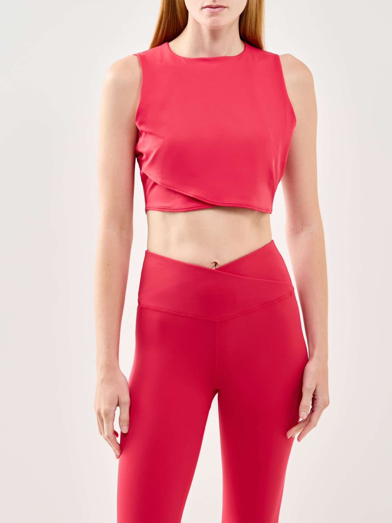 All Day Cropped Wrap Tank Top Red
