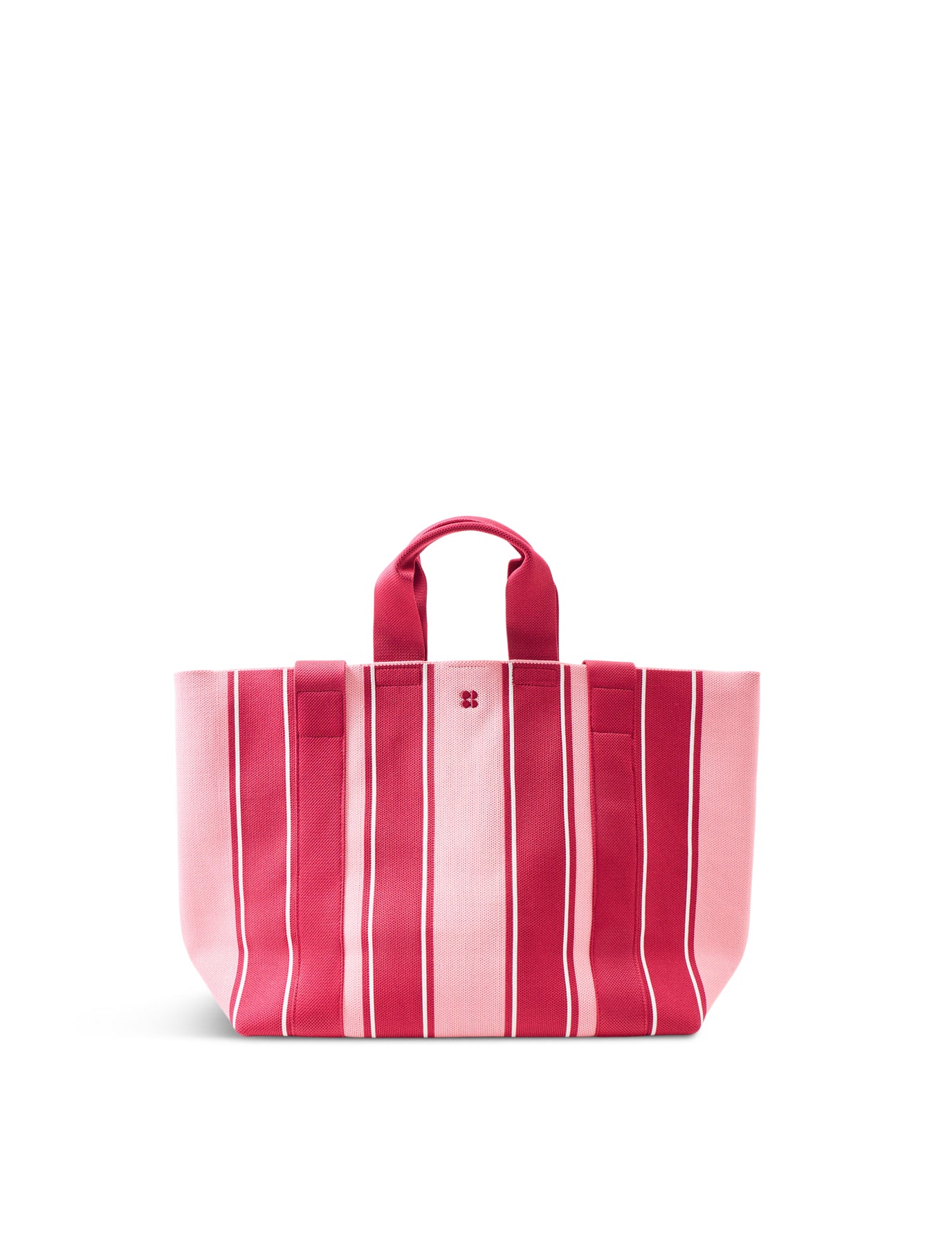 Knitted Stripe Tote Bag Pink