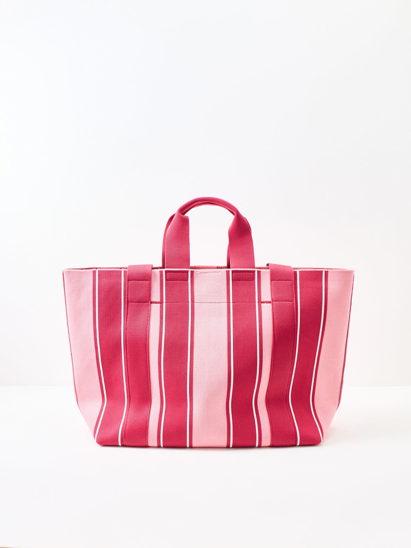Knitted Stripe Tote Bag Pink
