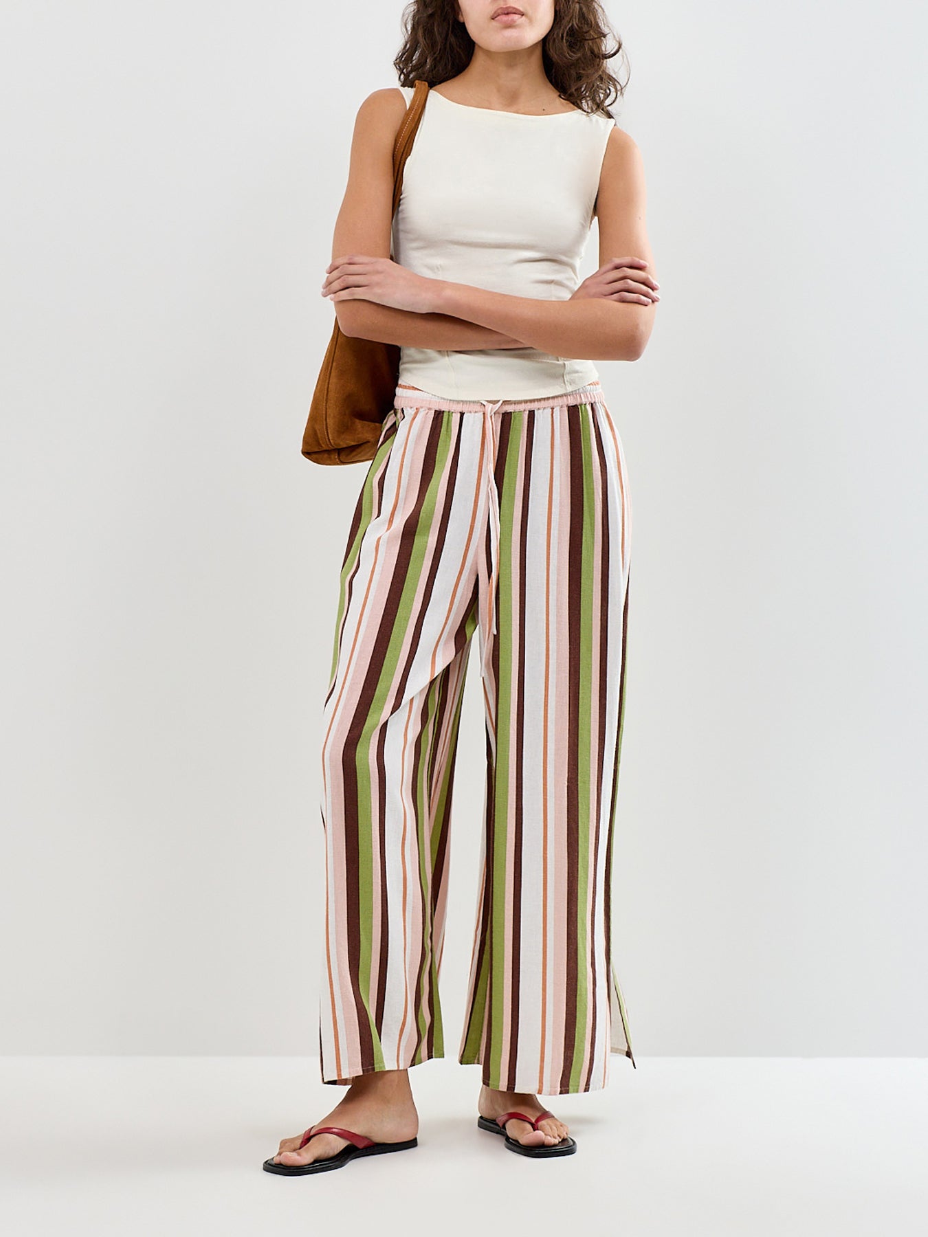 Elstow Wide Leg Trousers Striped