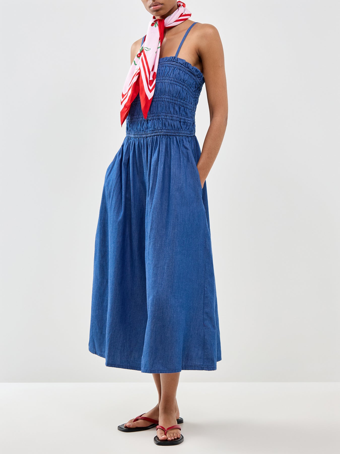 Faith Denim Midi Dress Blue