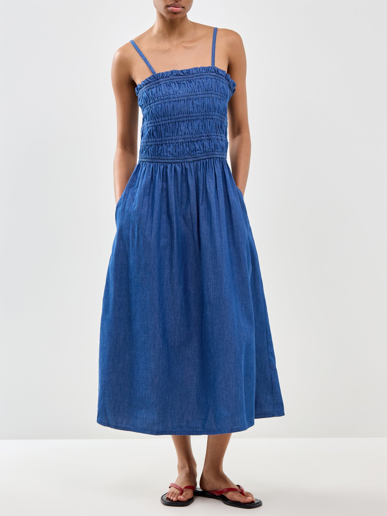 Faith Denim Midi Dress Blue