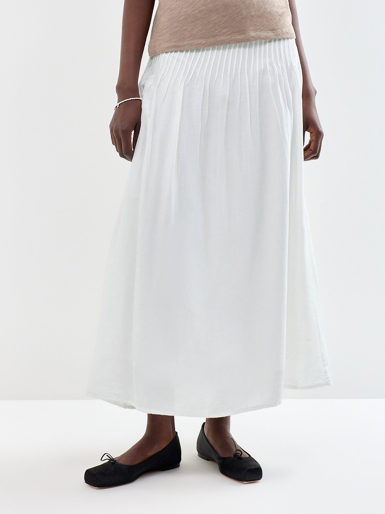 Harriet Pintuck Maxi Skirt White