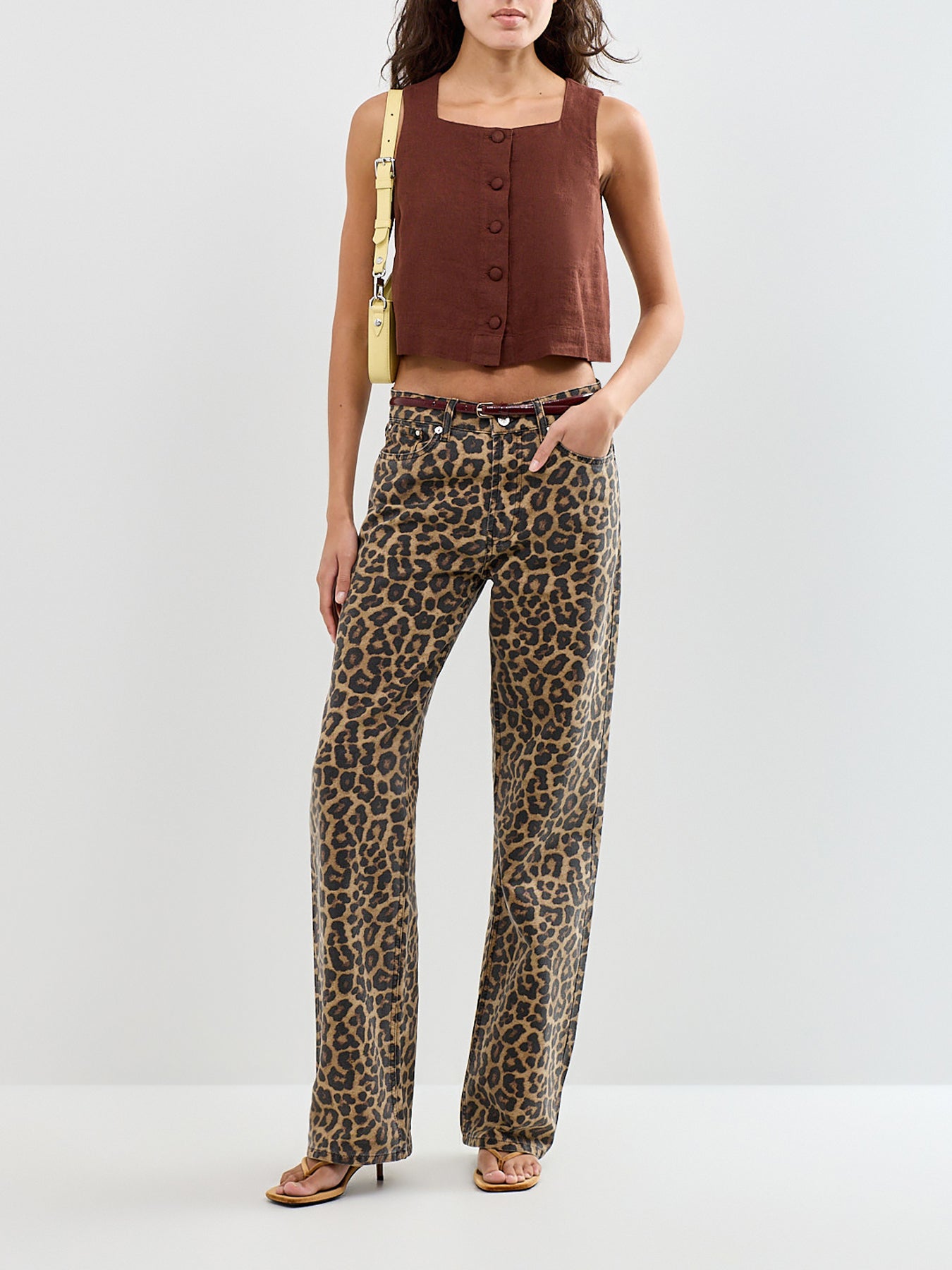 Sammie Button Front Tank Brown