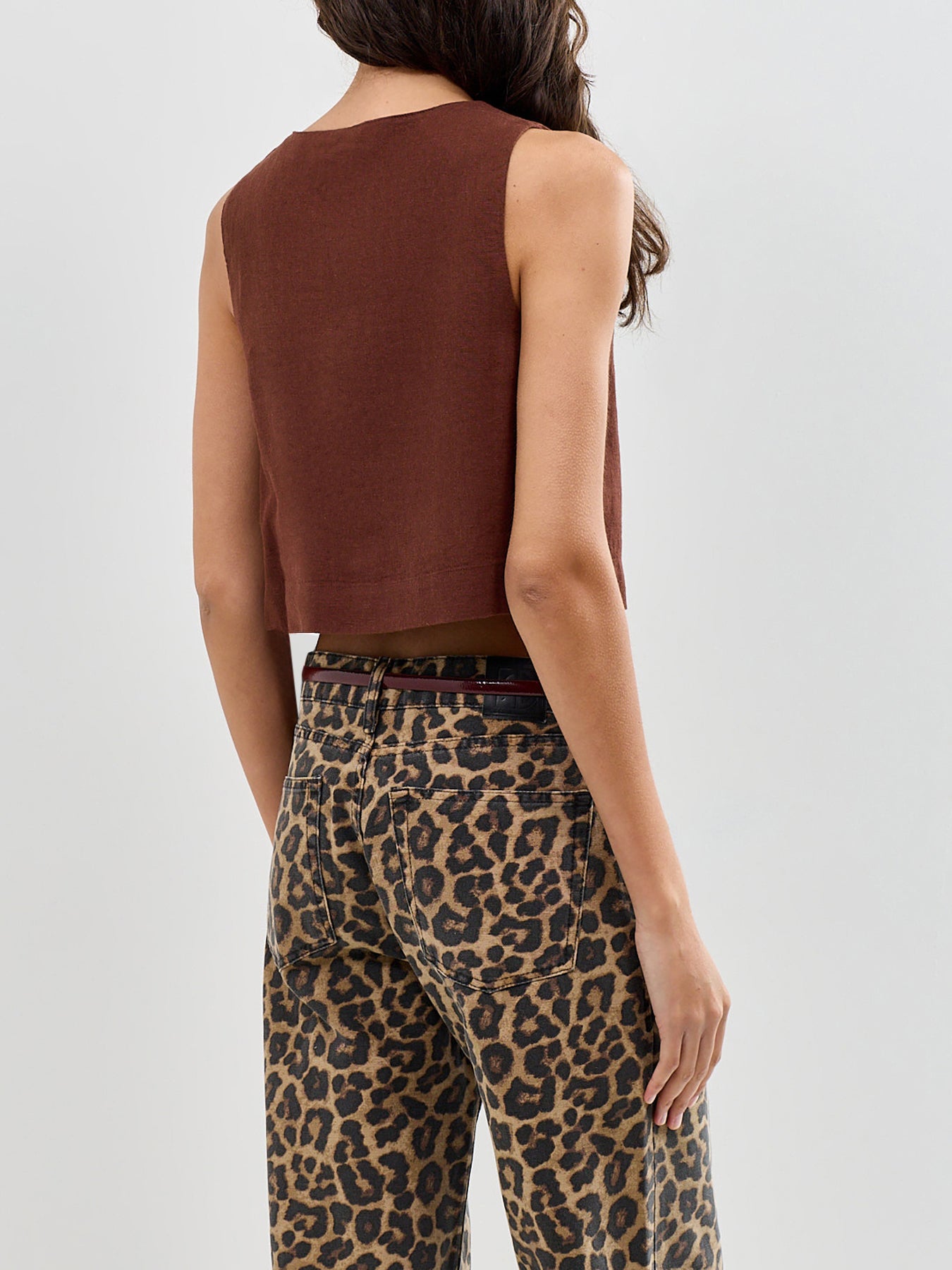 Sammie Button Front Tank Brown