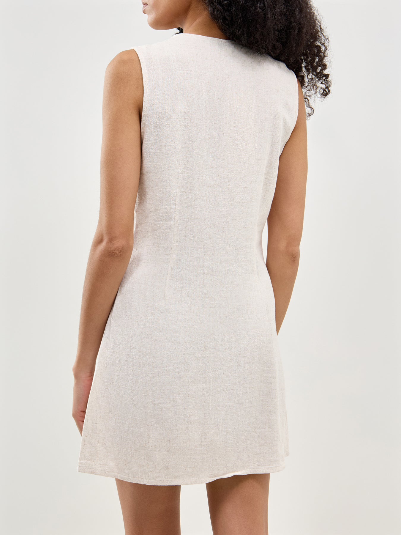 Siesta Linen Blend Mini Dress Neutral