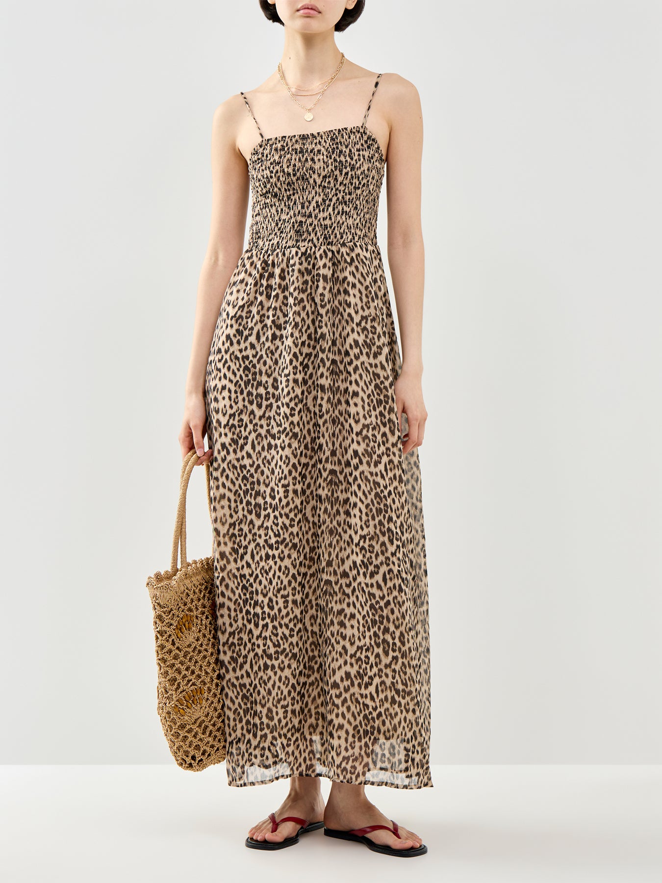 Elena Vikki Strap Midi Dress Brown