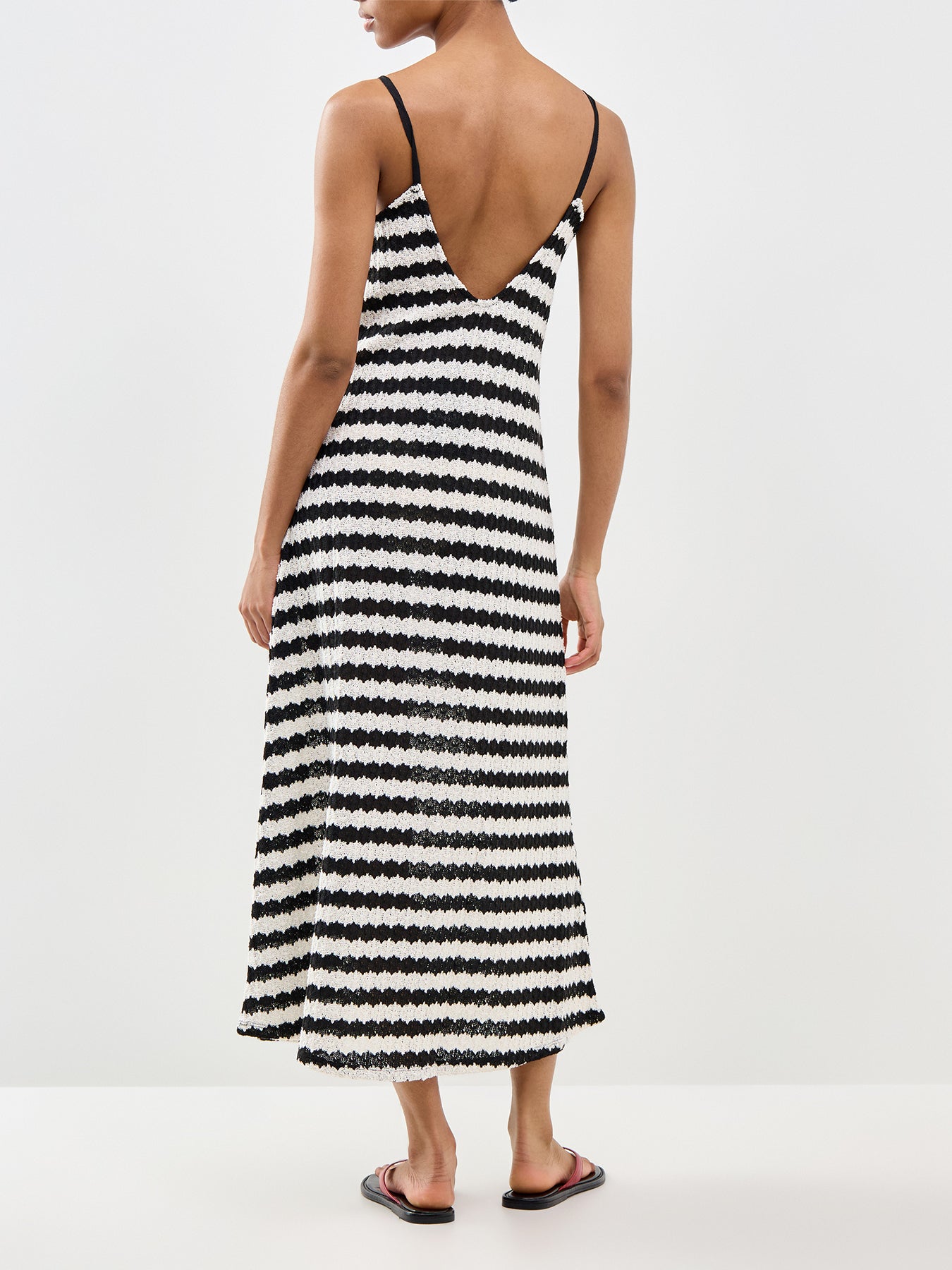 Evara Sleeveless Stripe Midi Dress Print