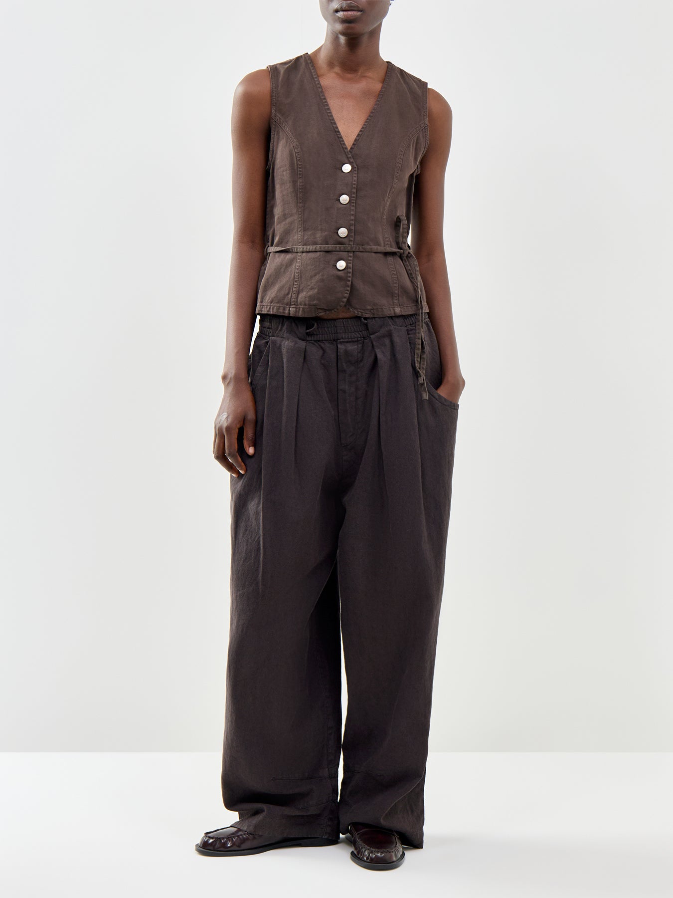 Silla Belted Waistcoat Brown