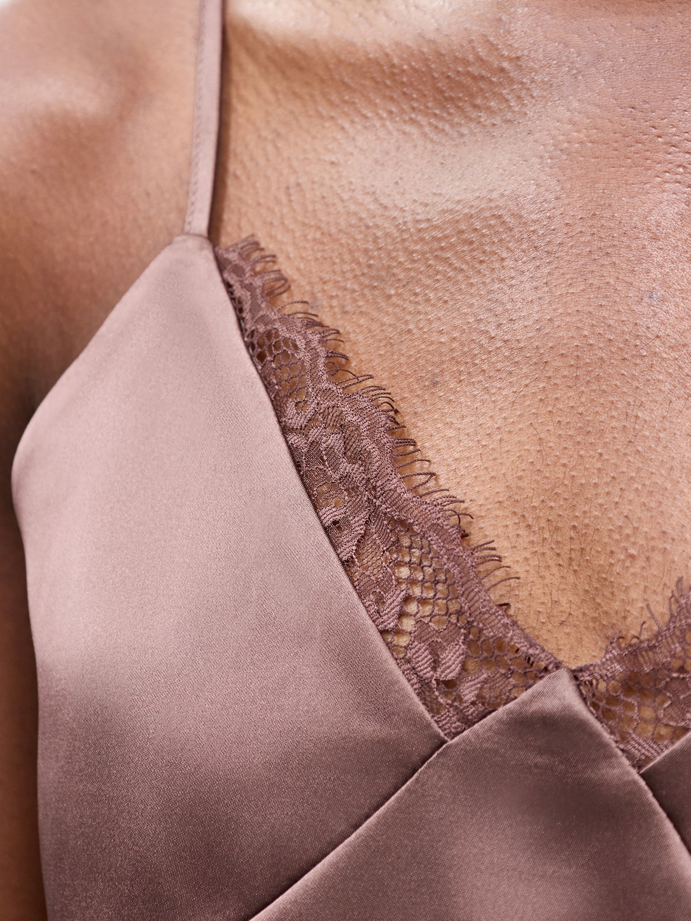 Faraya Lace Satin Top Brown